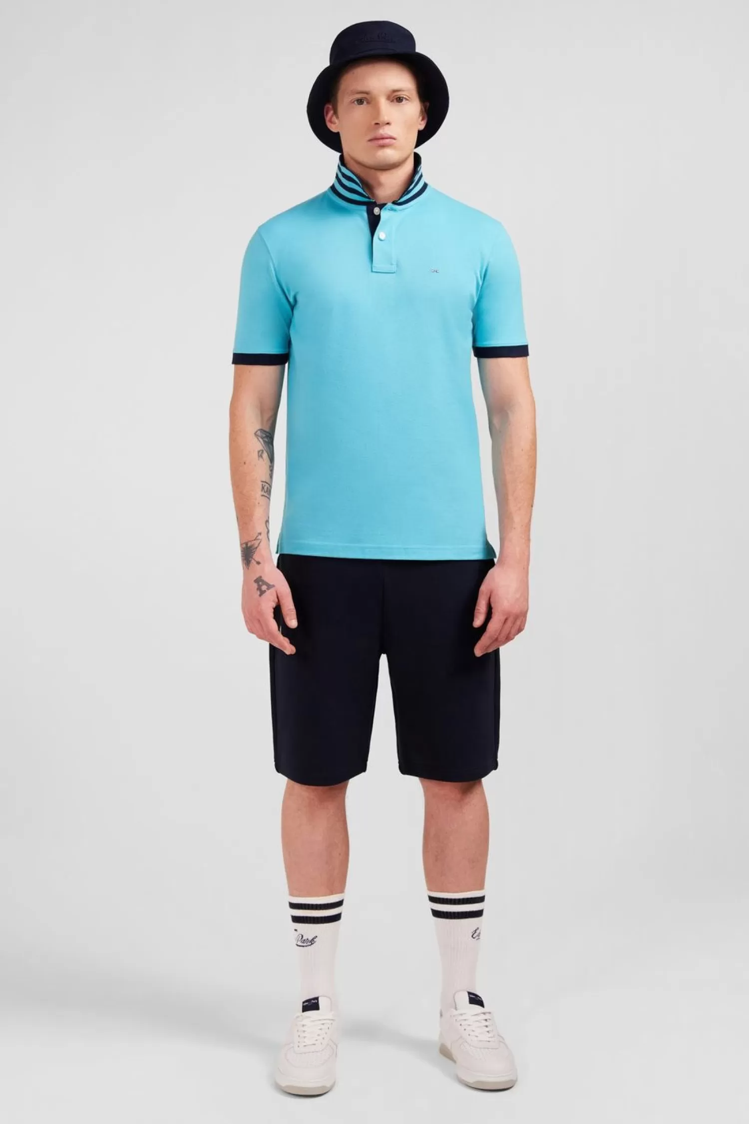 Eden Park Polo Bleu Turquoise Manches Courtes-Homme Polos