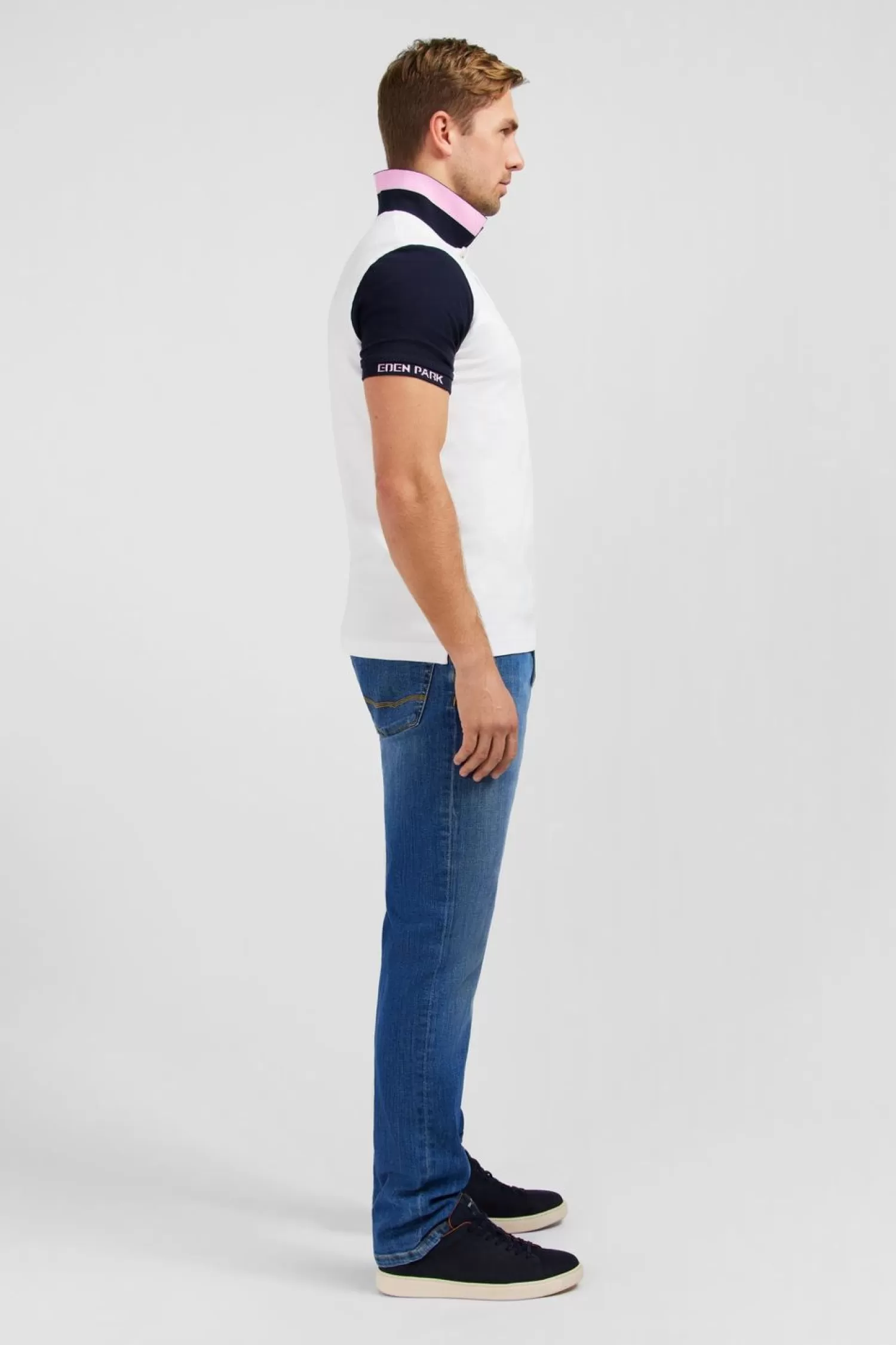 Eden Park Polo Colorblock Blanc A Manches Courtes-Homme Polos