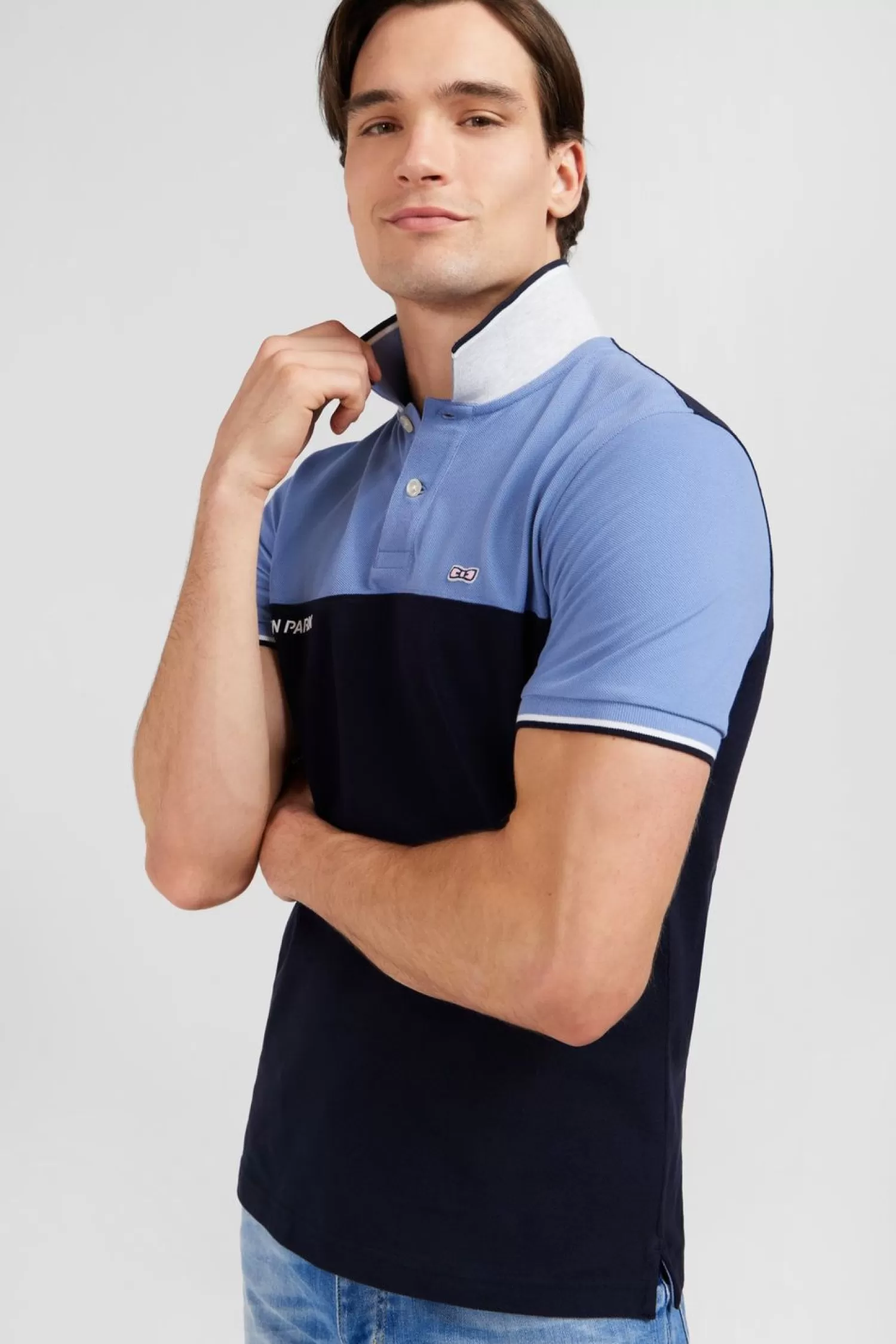 Eden Park Polo Colorblock Bleu A Manches Courtes-Homme Polos