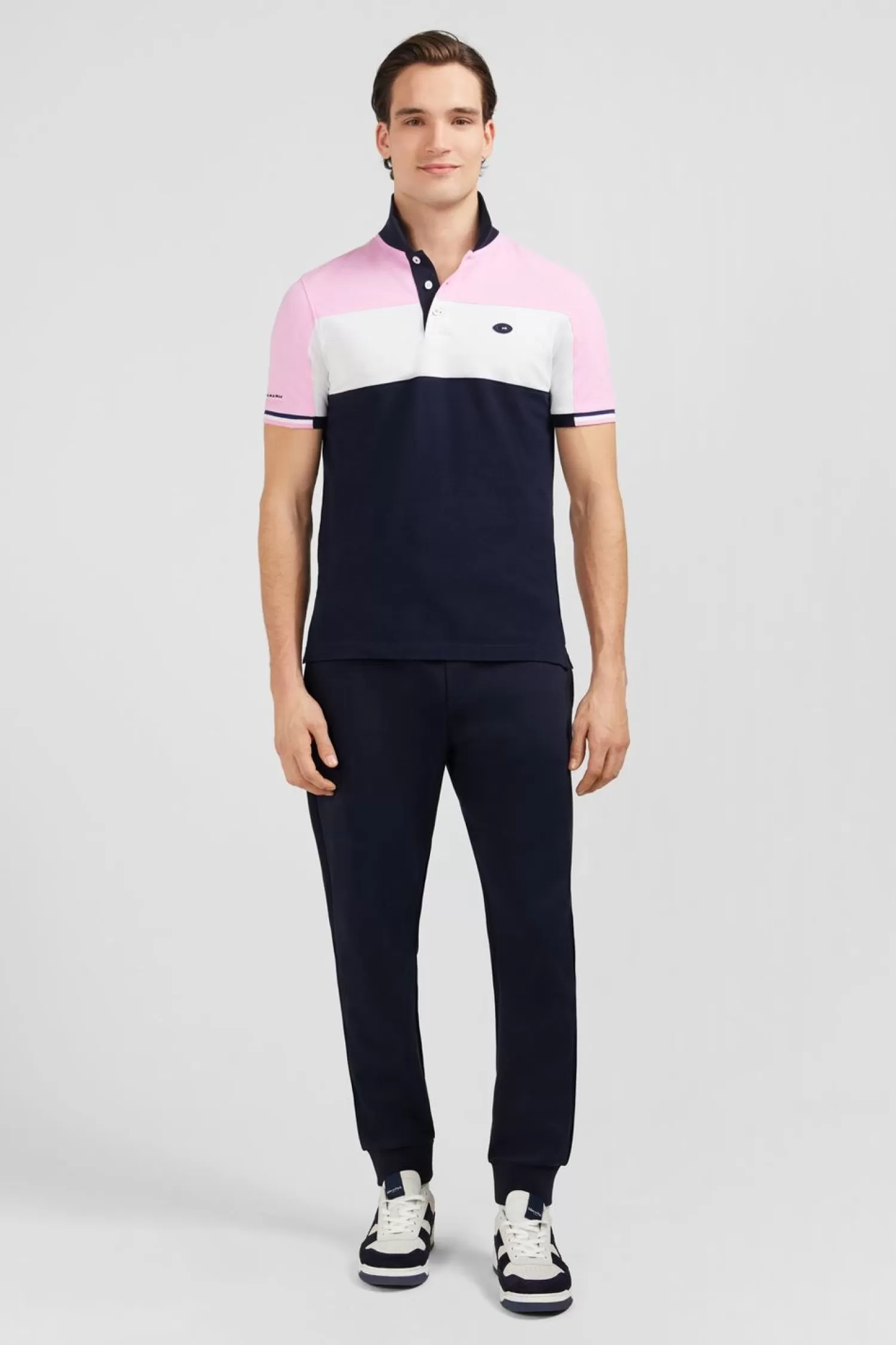 Eden Park Polo Colorblock Rose En Coton Pique A Broderie Xv De France-Homme Polos