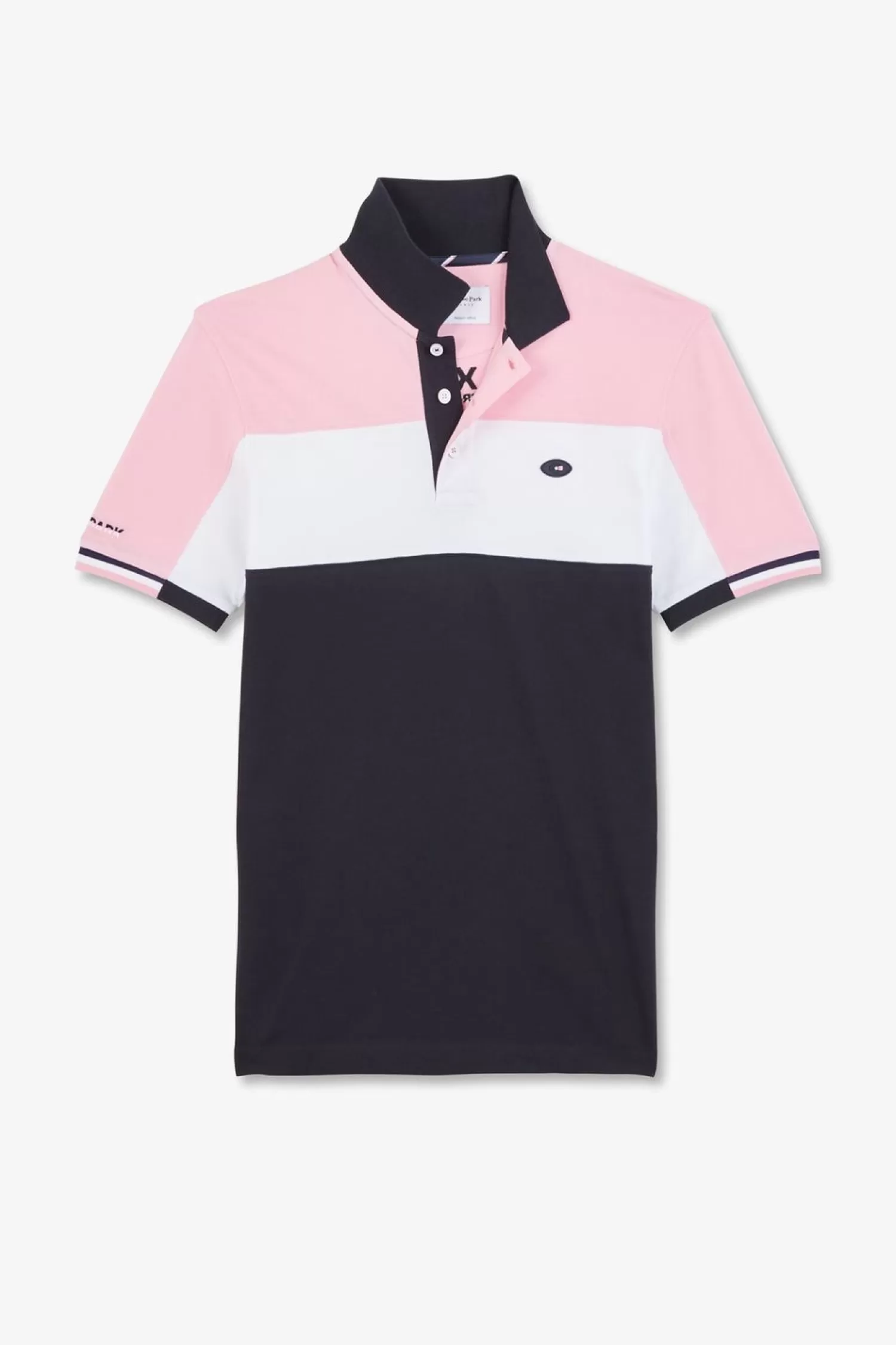 Eden Park Polo Colorblock Rose En Coton Pique A Broderie Xv De France-Homme Polos