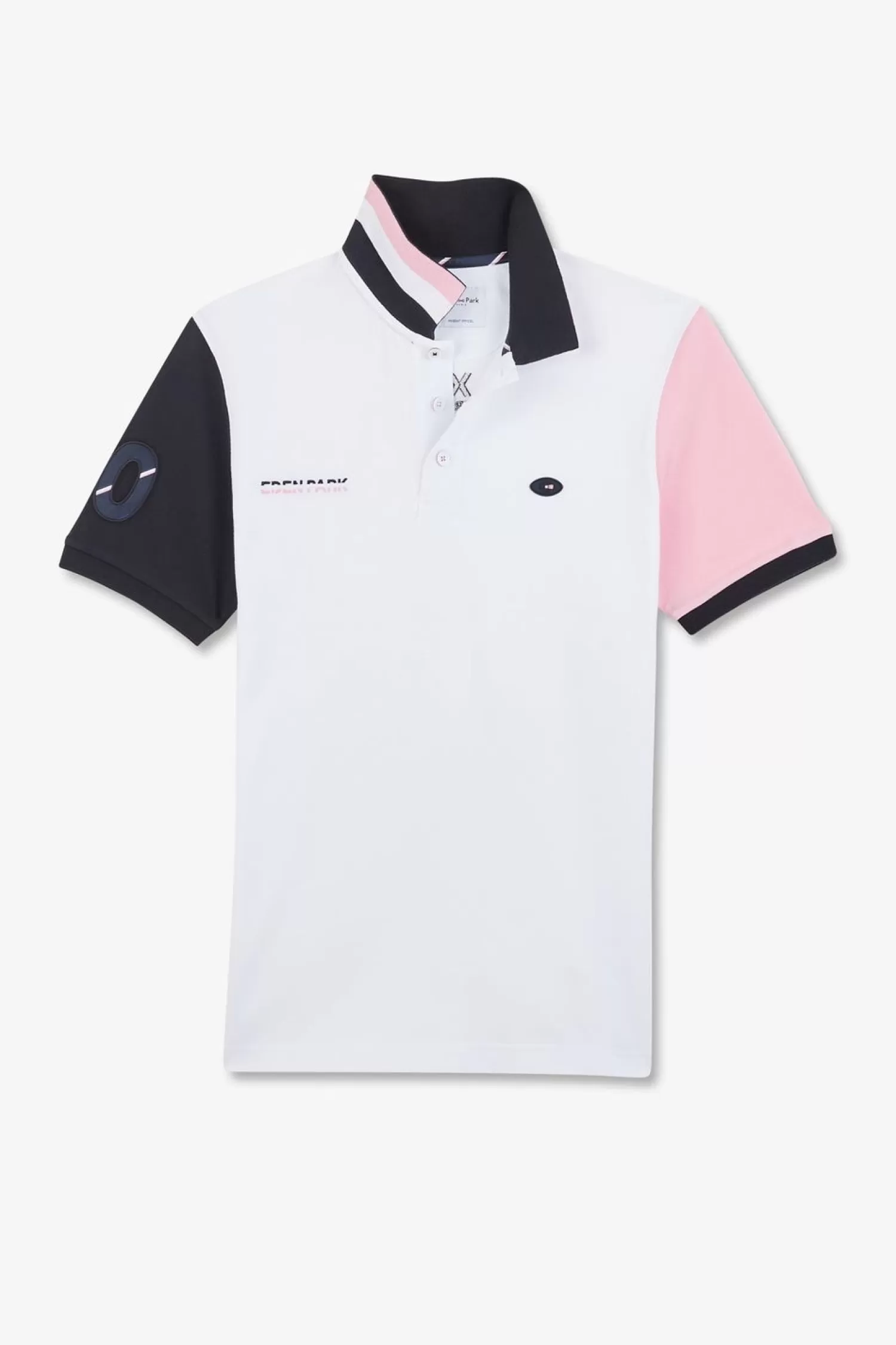 Eden Park Polo Colorblock Rose En Coton Pique A Broderie Xv De France-Homme Polos