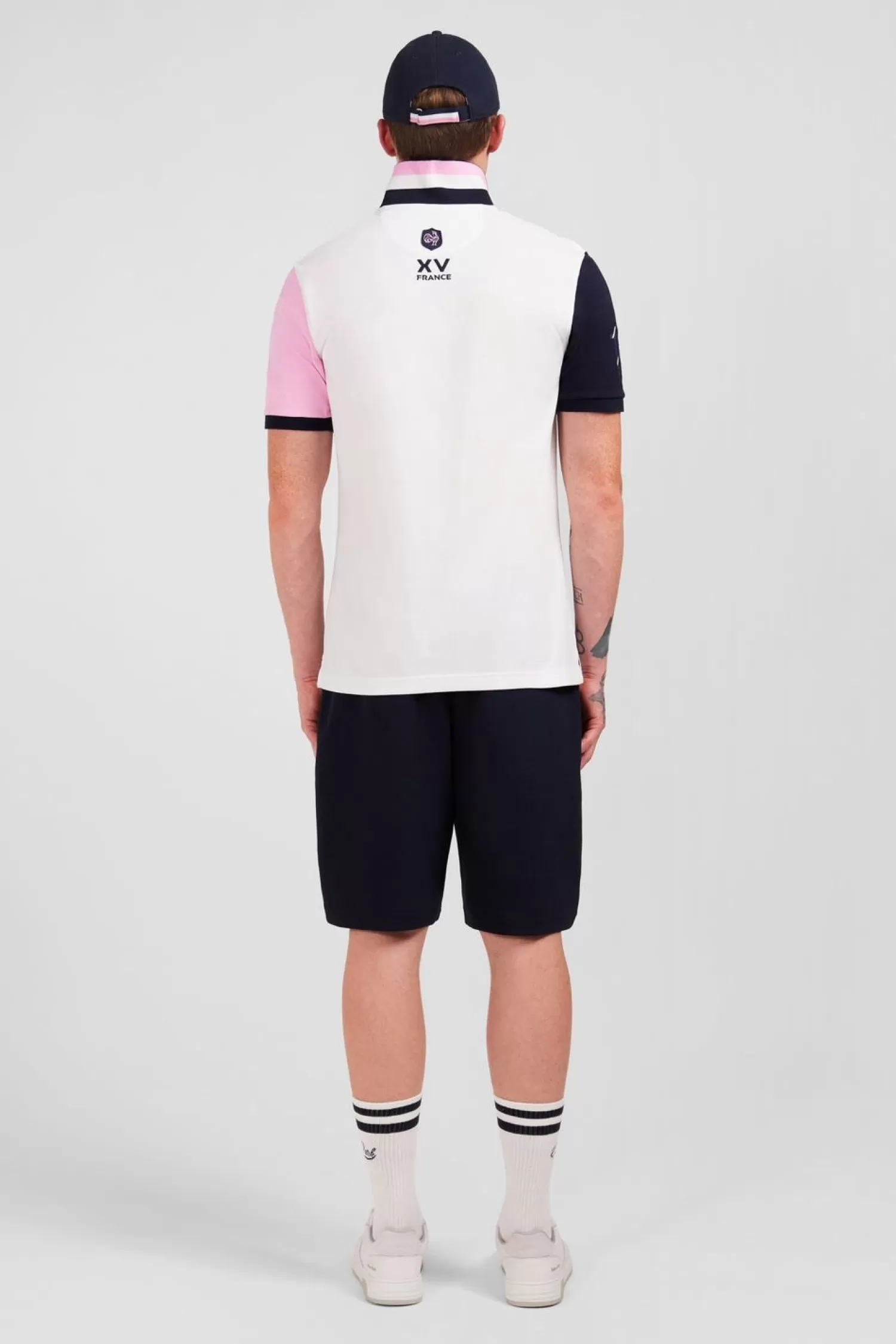 Eden Park Polo Colorblock Rose En Coton Pique A Broderie Xv De France-Homme Polos