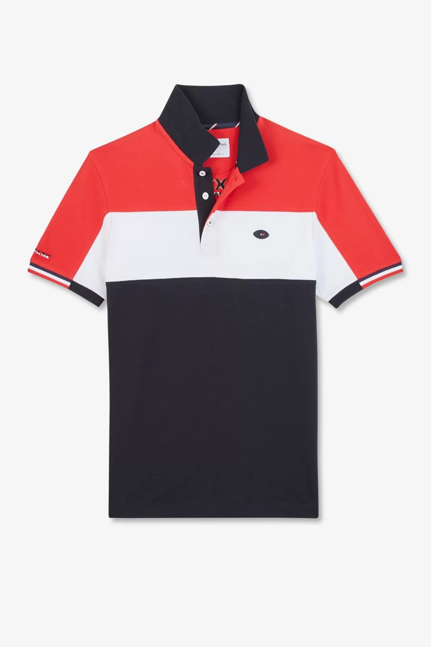 Eden Park Polo Colorblock Rouge En Coton Pique A Broderie Xv De France-Homme Polos