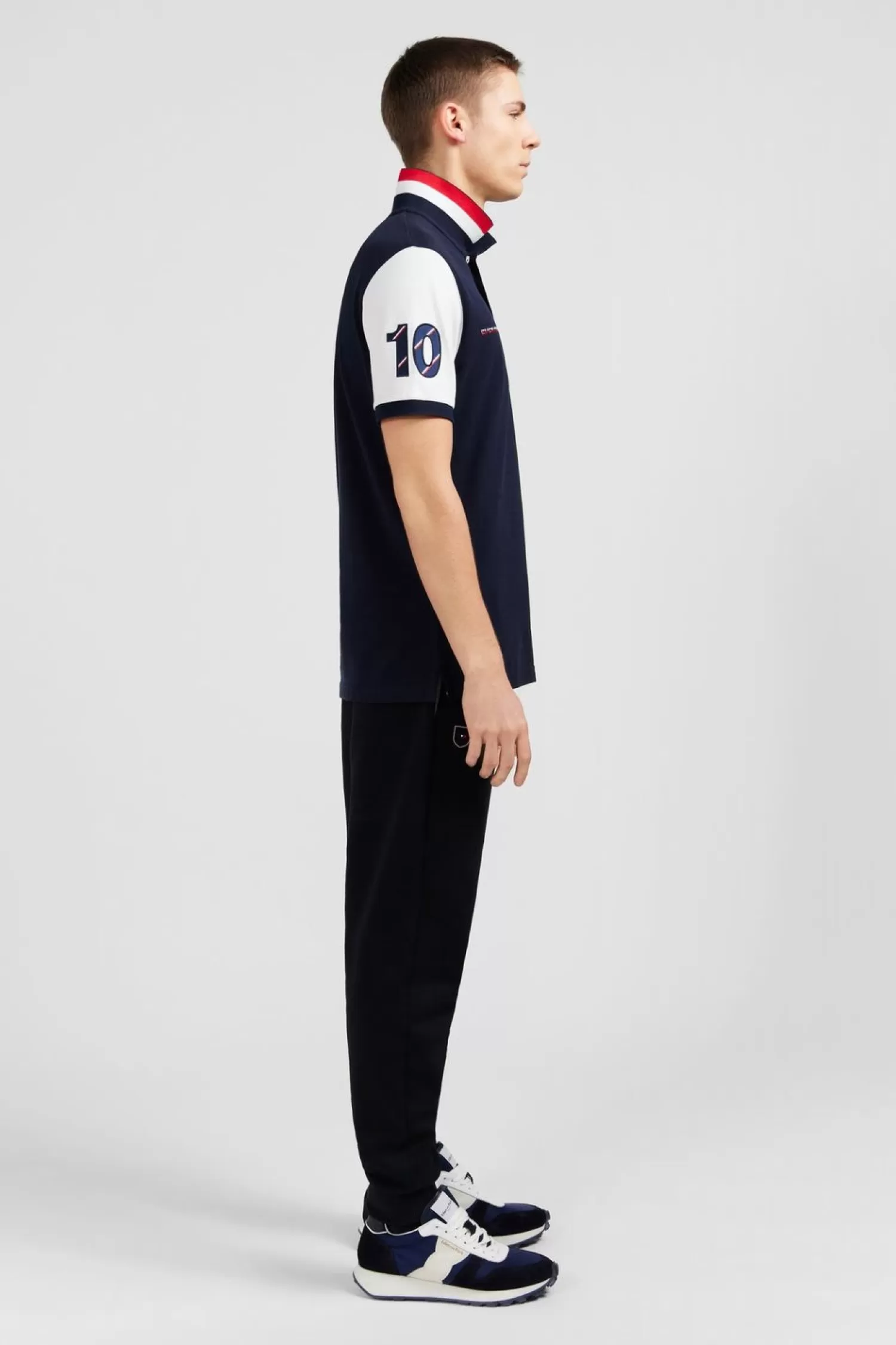 Eden Park Polo Colorblock Rouge En Coton Pique A Broderie Xv De France-Homme Polos