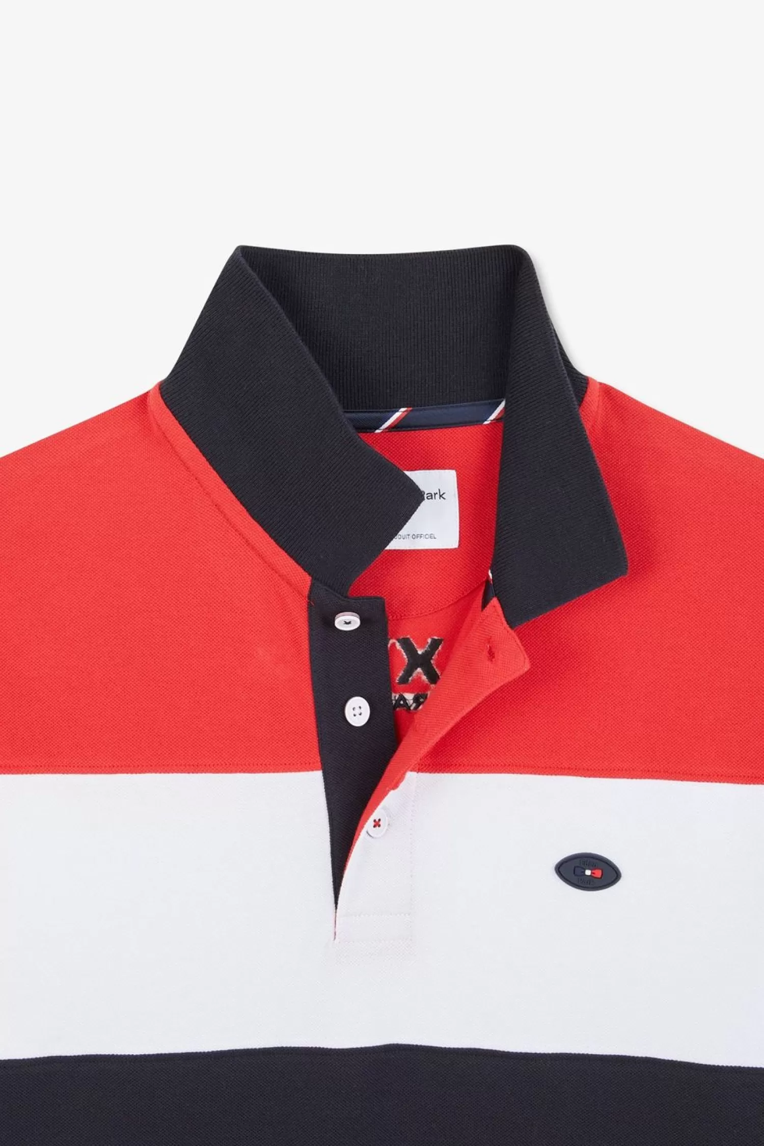 Eden Park Polo Colorblock Rouge En Coton Pique A Broderie Xv De France-Homme Polos