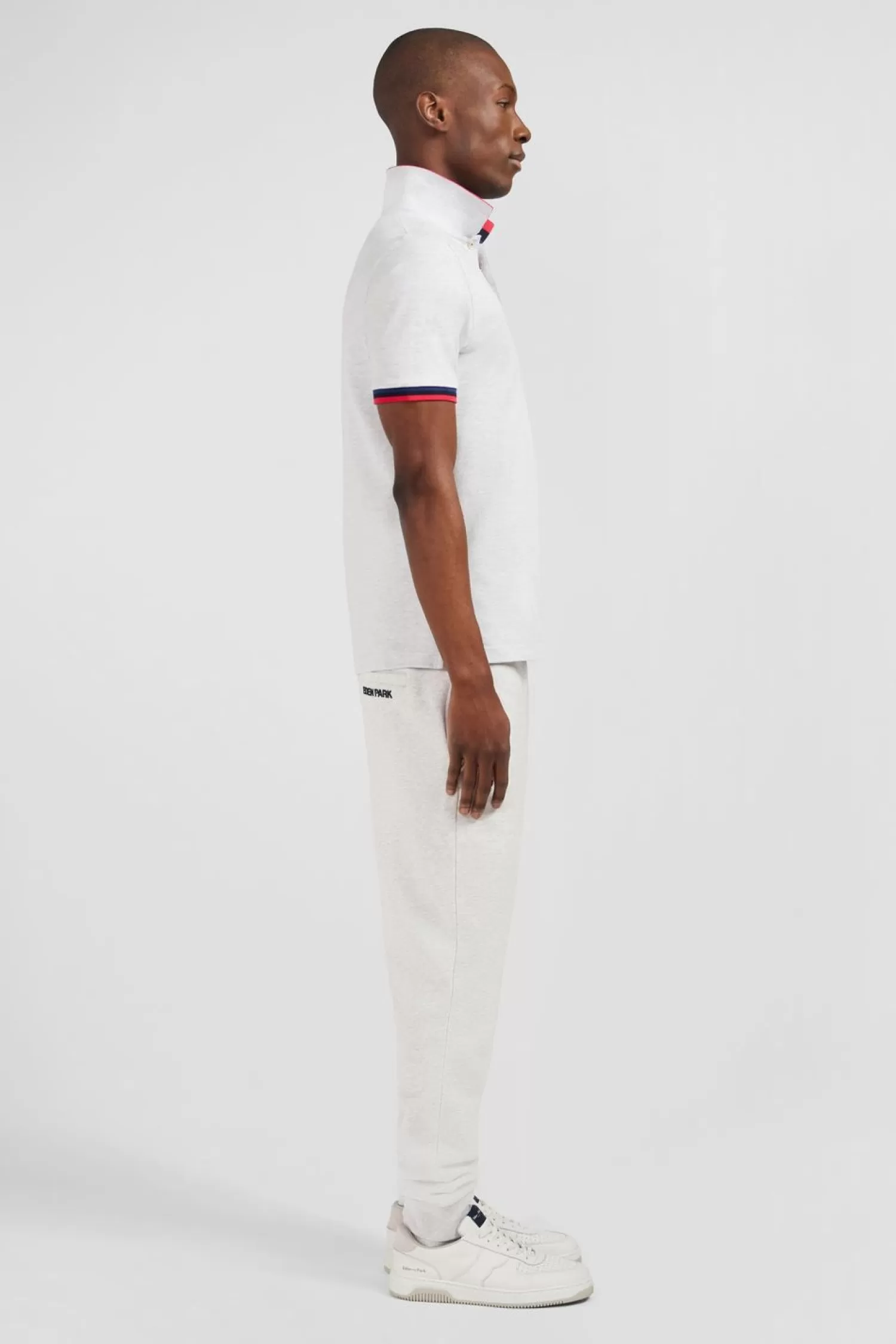 Eden Park Polo Gris A Details Tricolores-Homme Polos