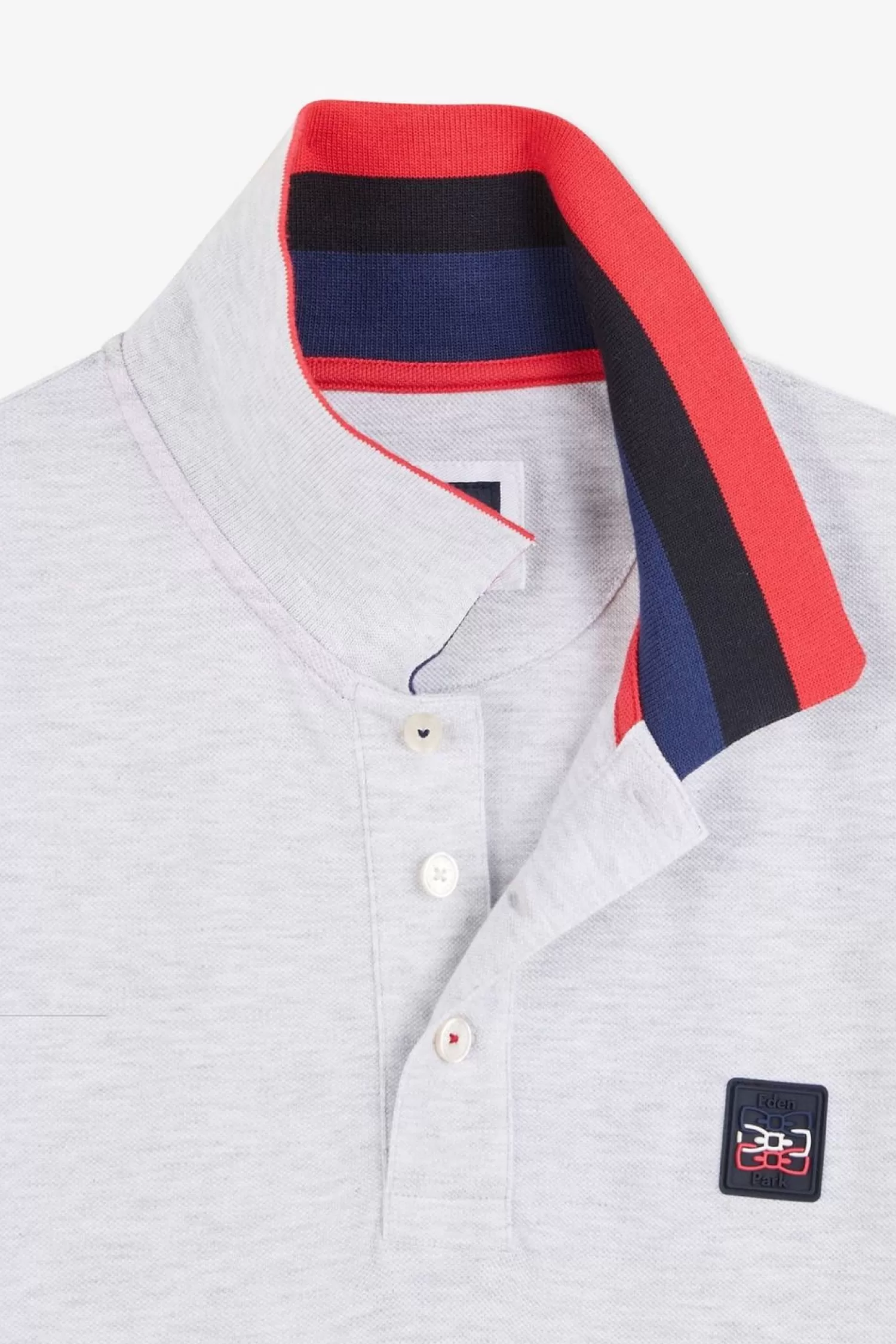 Eden Park Polo Gris A Details Tricolores-Homme Polos