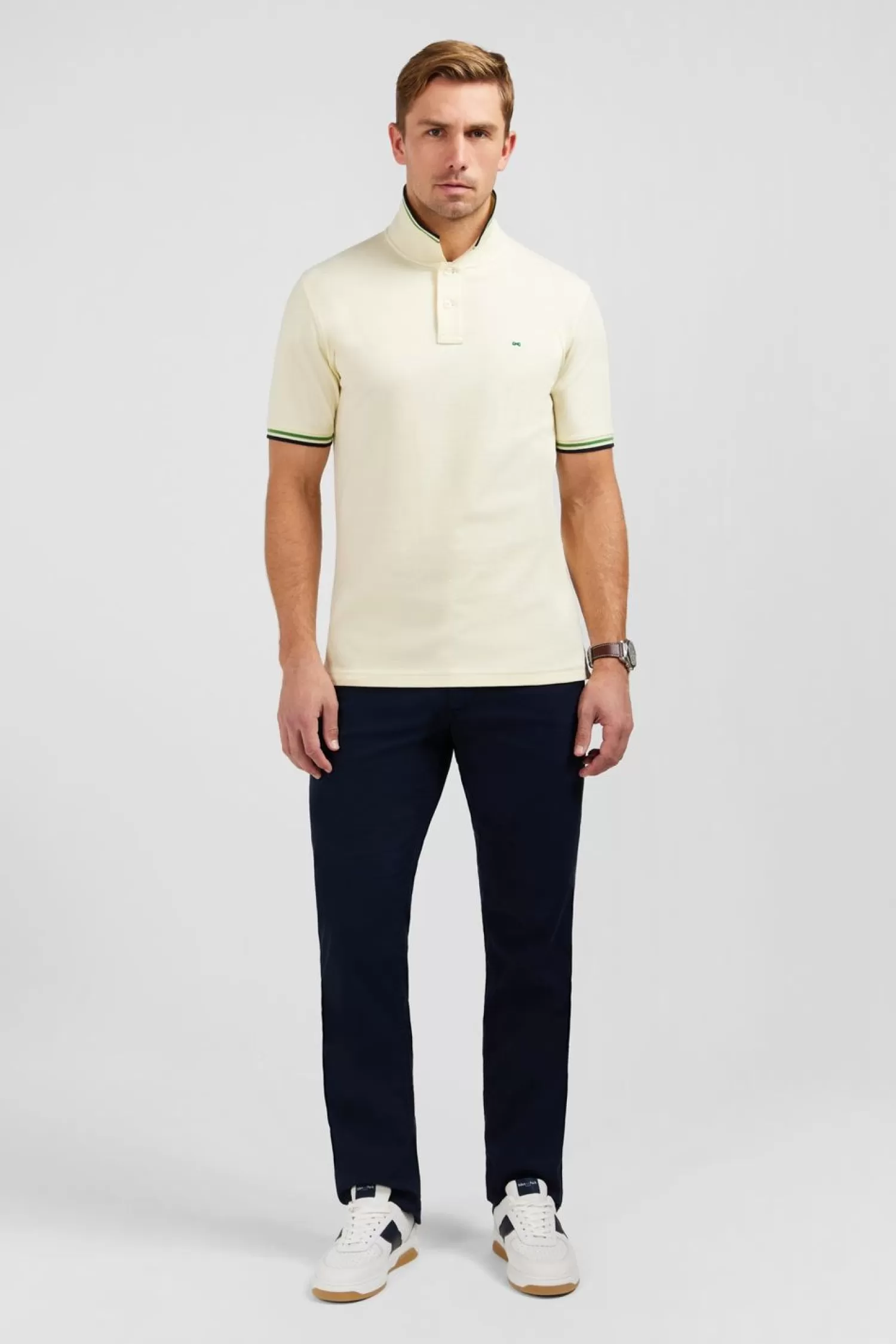 Eden Park Polo Jaune Clair En Coton Pima-Homme Polos