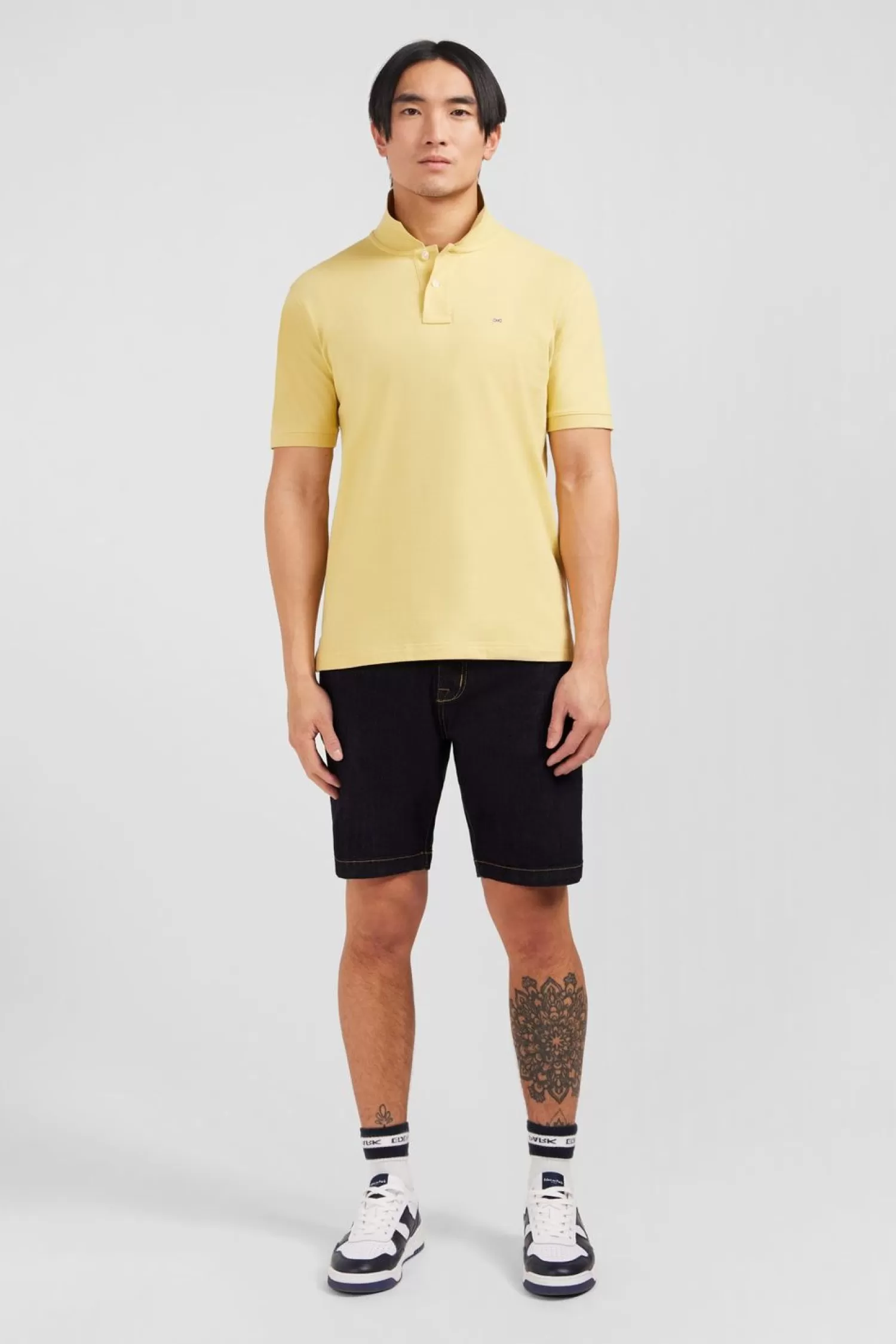 Eden Park Polo Jaune Uni A Manches Courtes-Homme Polos