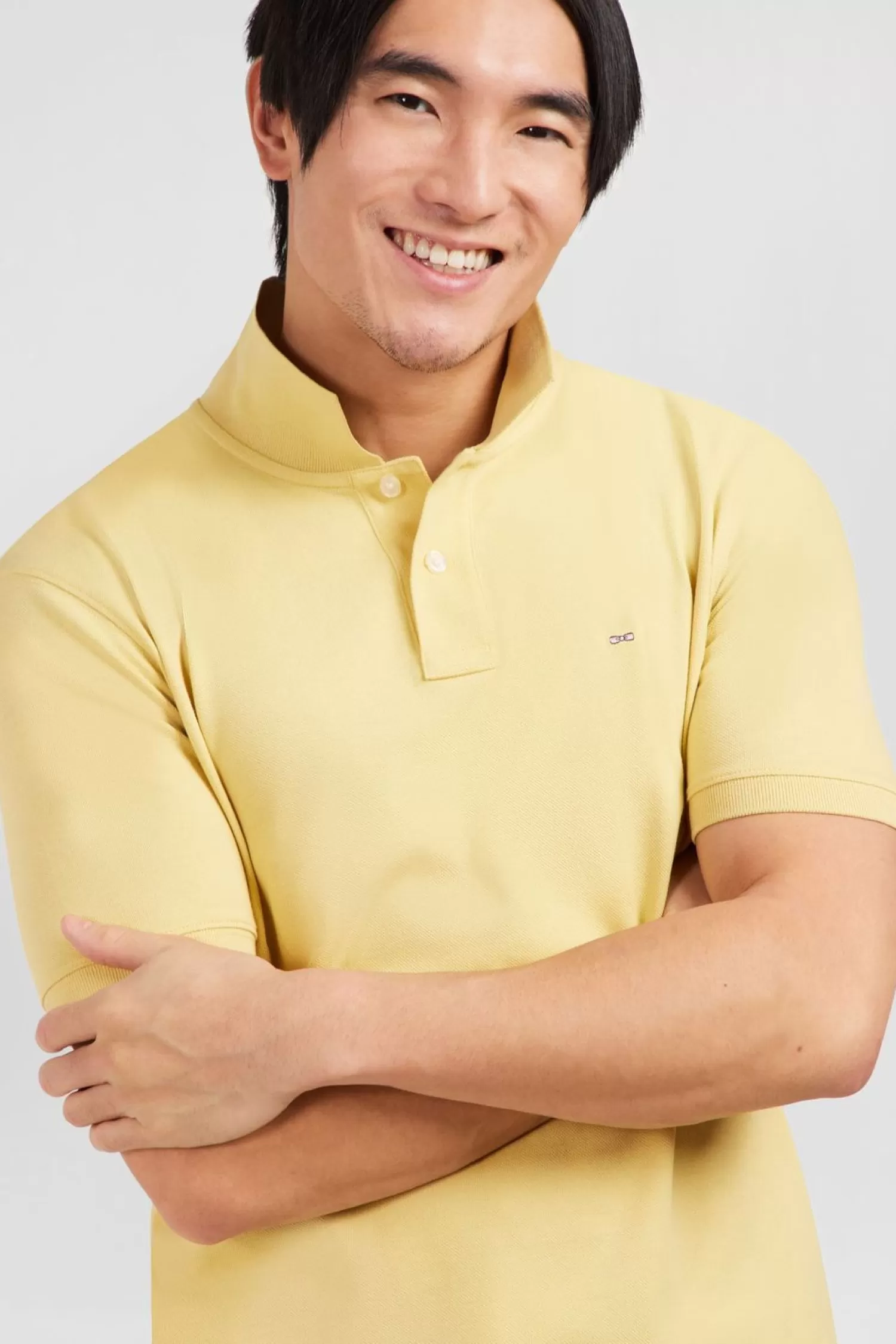 Eden Park Polo Jaune Uni A Manches Courtes-Homme Polos