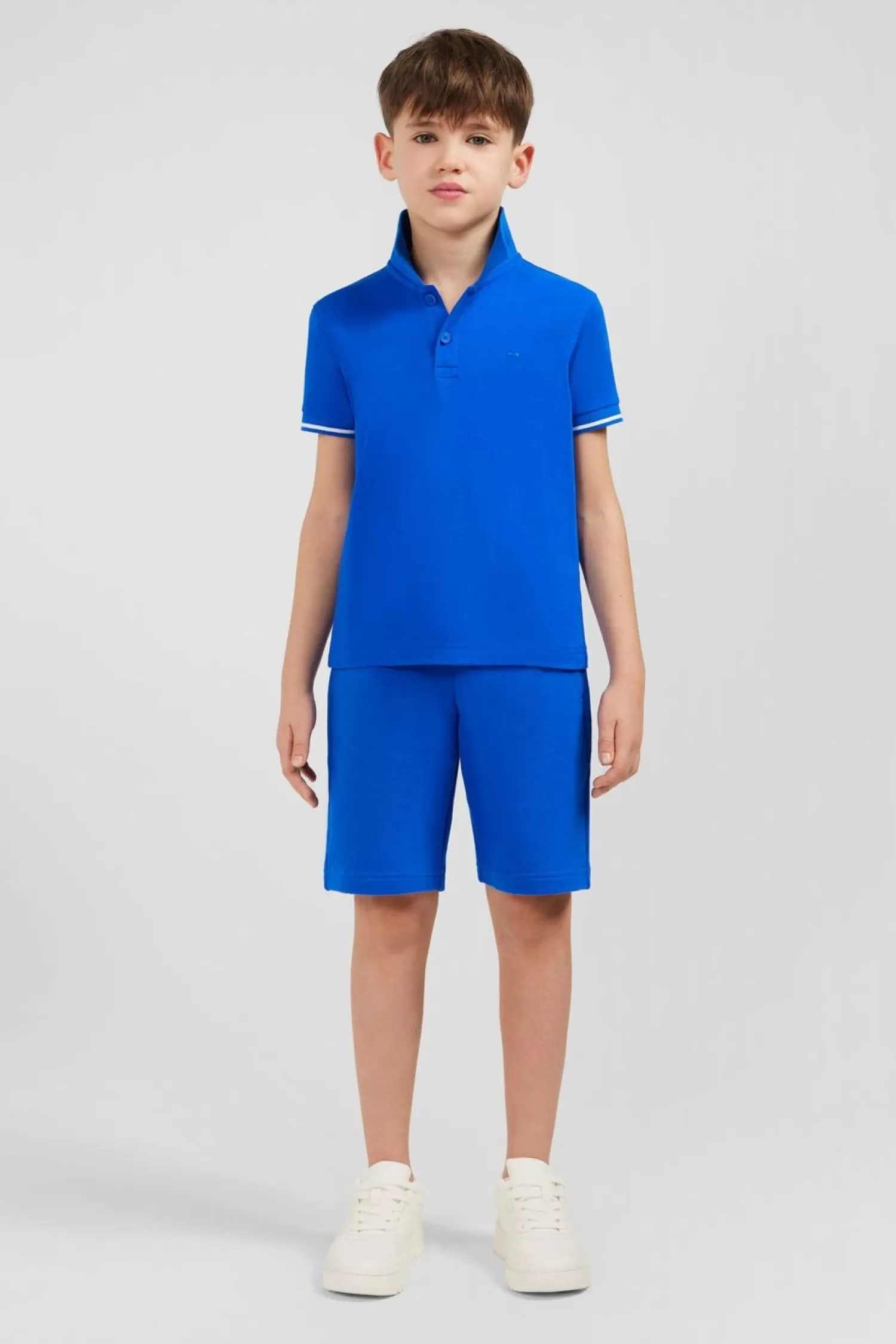 Eden Park Polo Manches Courtes Bleu En Pique Coton-Enfant Enfant