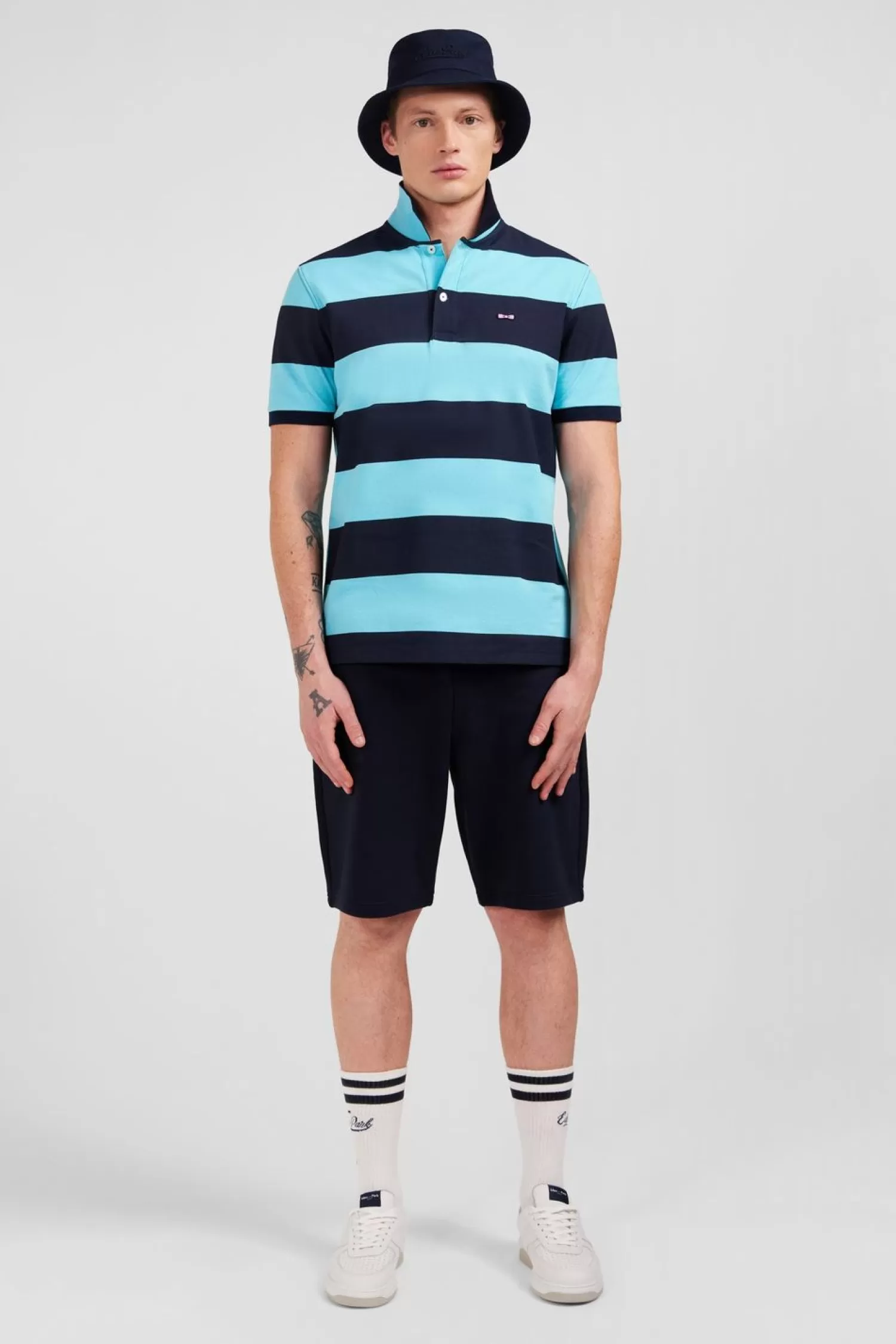 Eden Park Polo Manches Courtes Cercle Turquoise En Pique Coton-Homme Polos