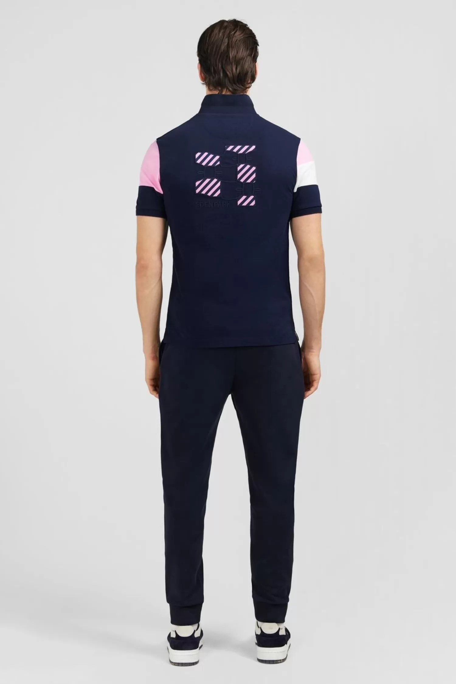 Eden Park Polo Manches Courtes Marine Tricolore En Pique Coton Details Noeuds-Homme Polos