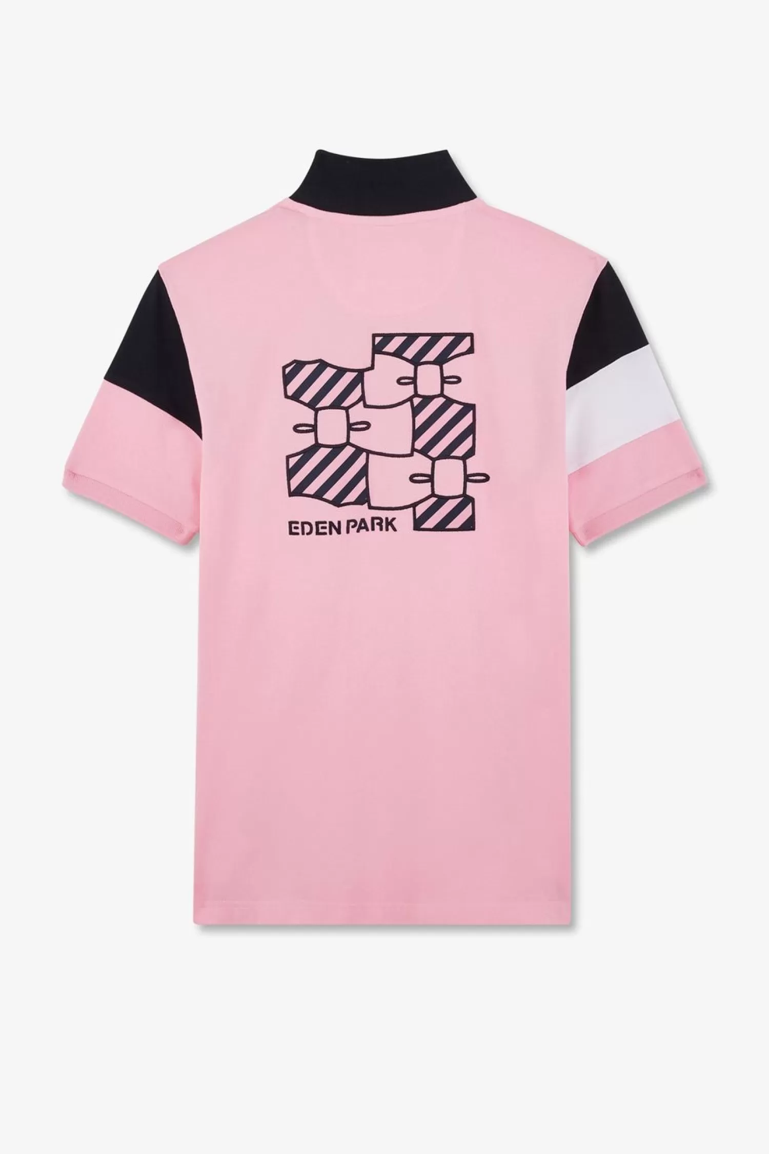 Eden Park Polo Manches Courtes Rose Tricolore En Pique Coton Details Noeuds-Homme Polos