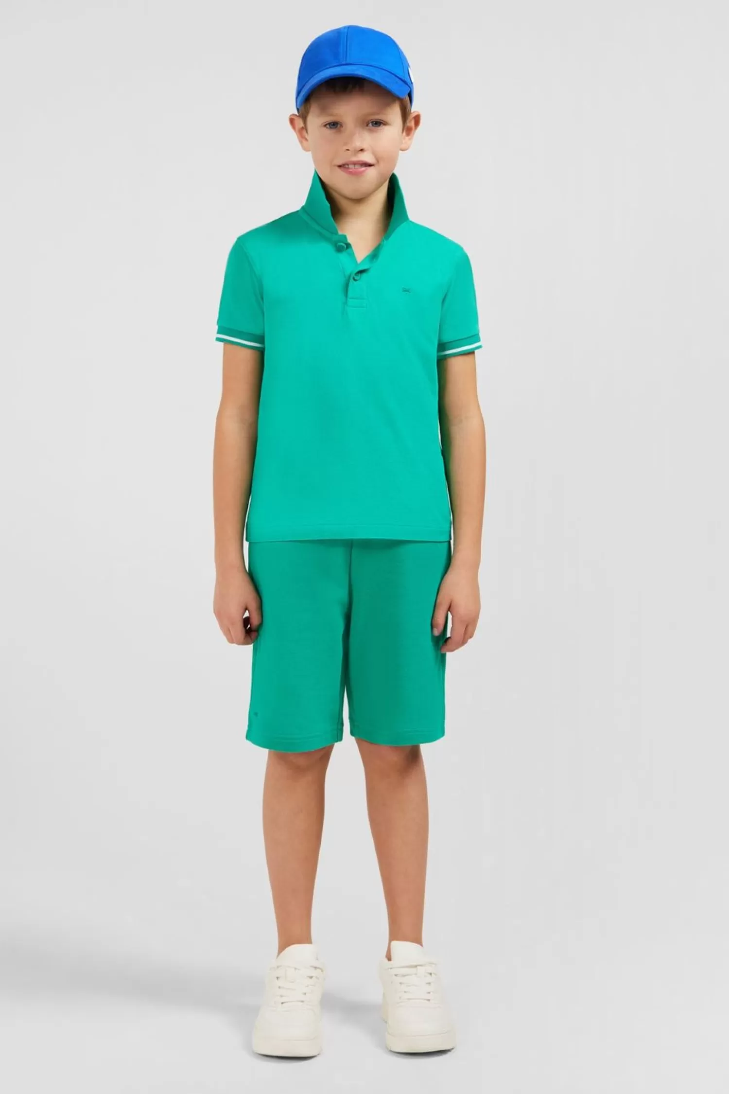 Eden Park Polo Manches Courtes Vert En Pique Coton-Enfant Enfant