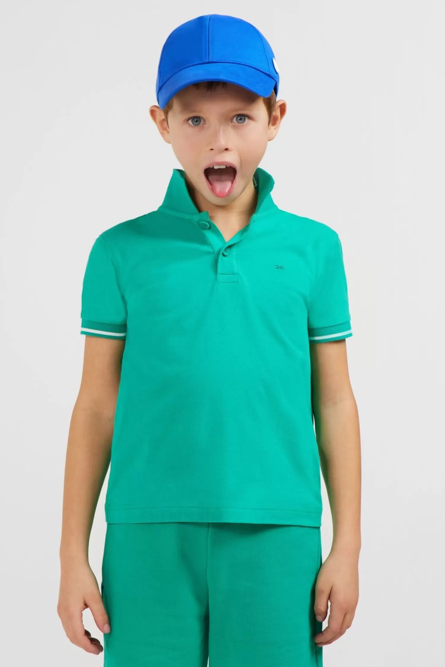 Eden Park Polo Manches Courtes Vert En Pique Coton-Enfant Enfant