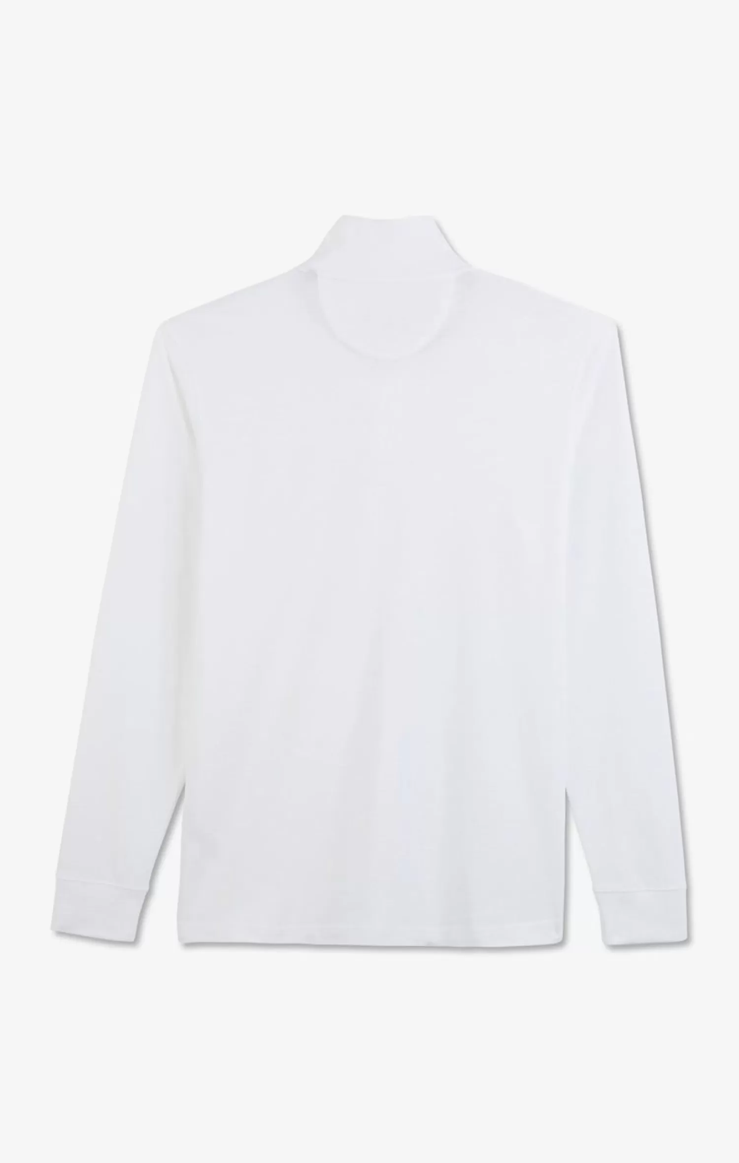Eden Park Polo Manches Longues Blanc Uni En Pique De Coton Stretch-Homme Polos