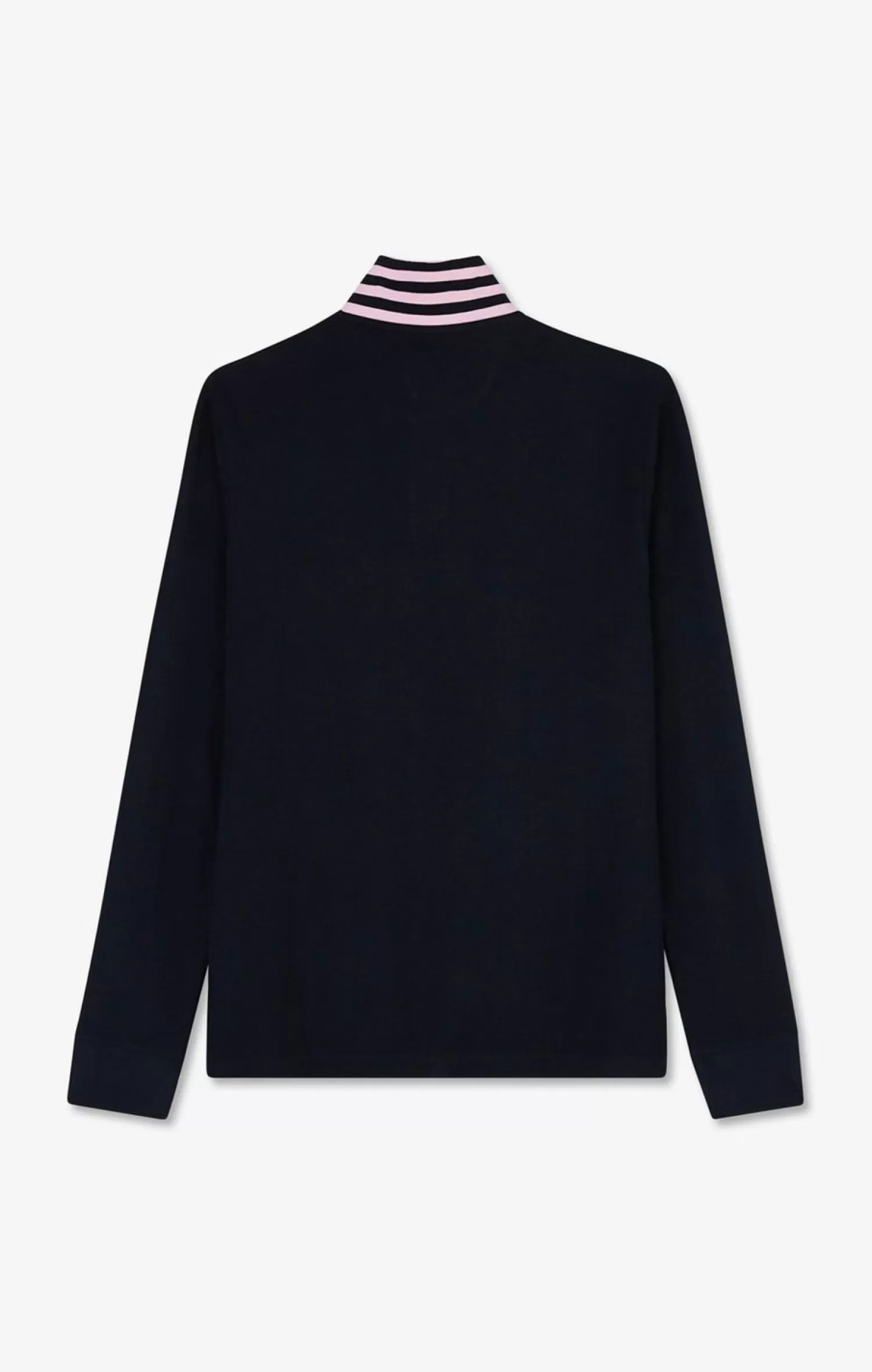 Eden Park Polo Manches Longues Bleu Marine En Coton Avec Col Contraste-Homme Polos