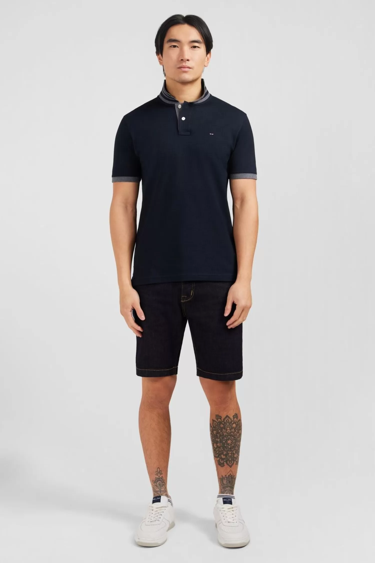 Eden Park Polo Noir En Coton Pima Avec Details Contrastes-Homme Polos