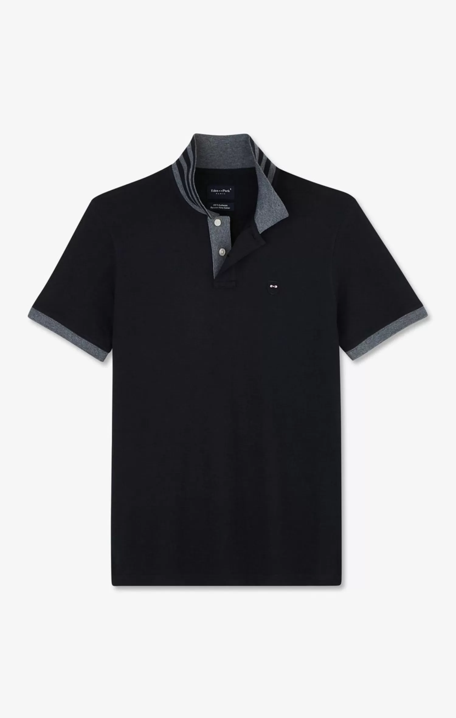 Eden Park Polo Noir En Coton Pima Avec Details Contrastes-Homme Polos