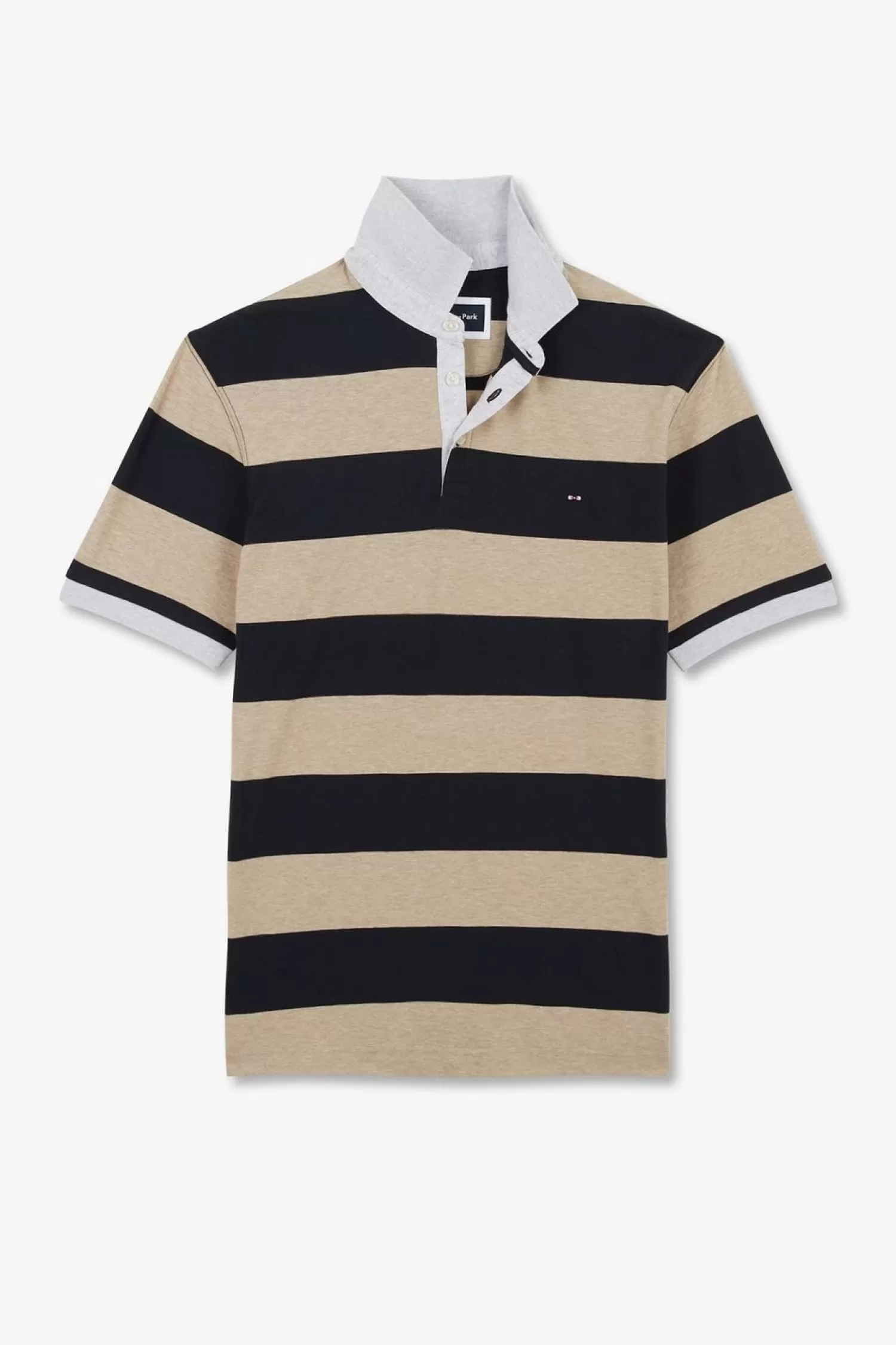 Eden Park Polo Raye Beige A Manches Courtes-Homme Polos