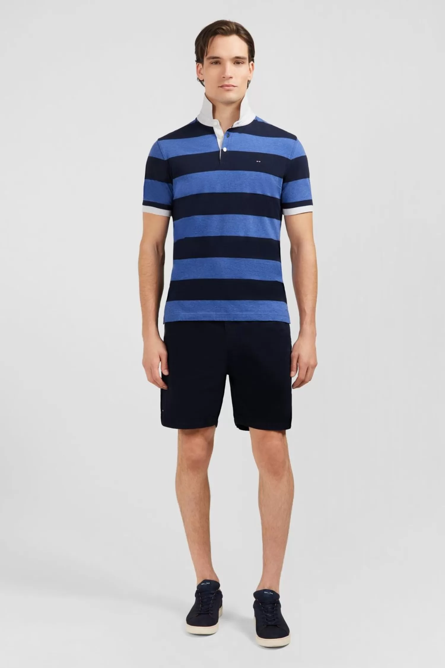 Eden Park Polo Raye Bleu A Manches Courtes-Homme Polos