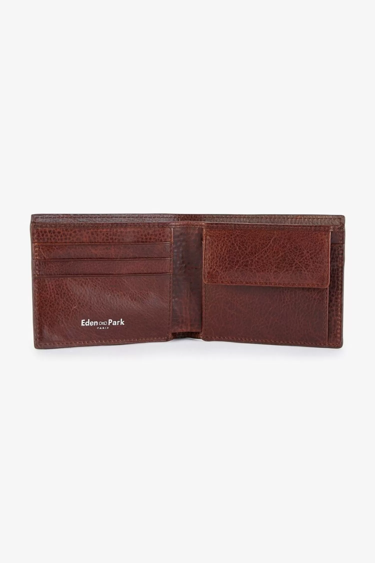 Eden Park Porte Feuille En Cuir Marron Fonce-Homme Portefeuilles