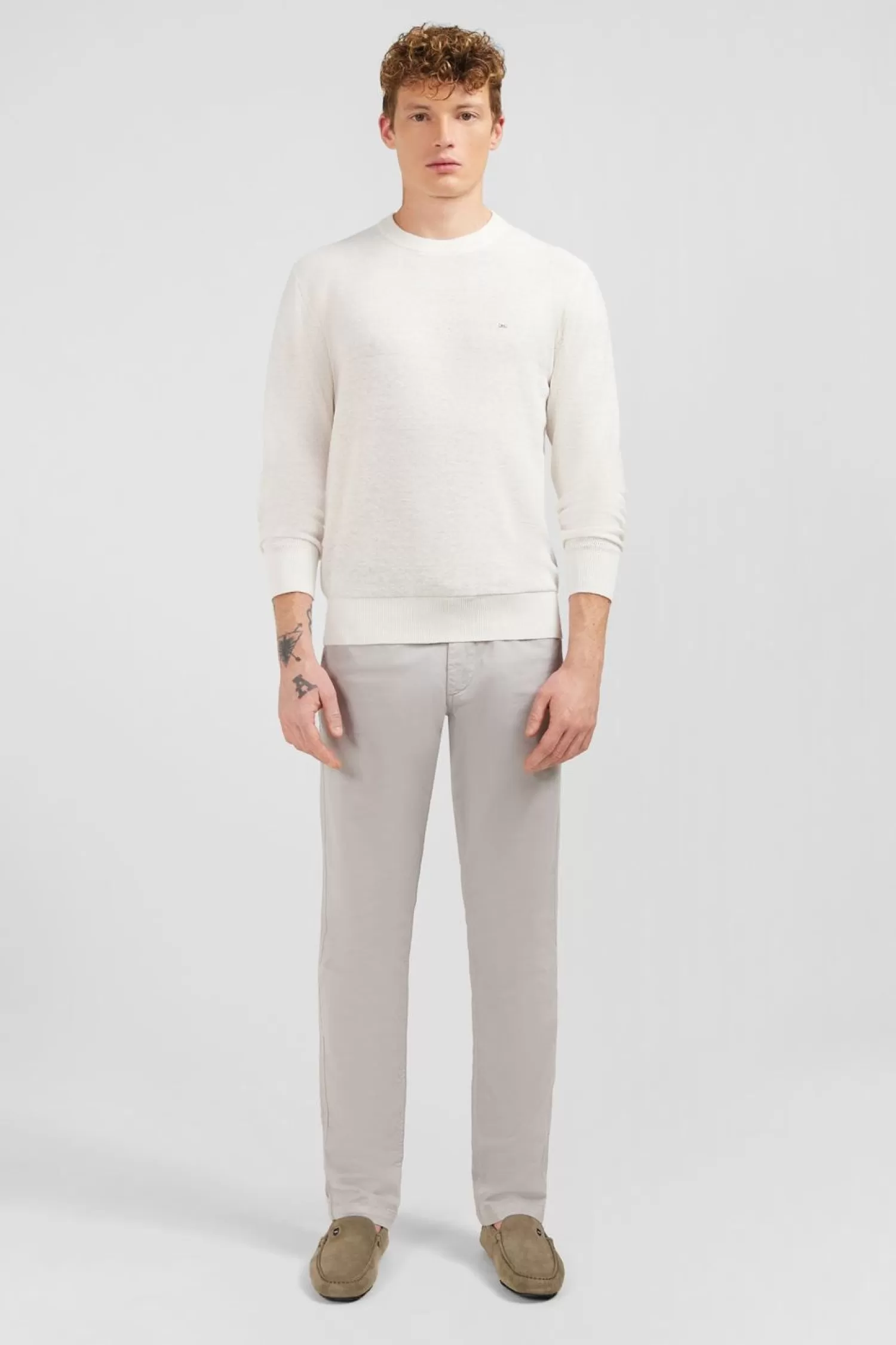 Eden Park Pull Blanc En Lin Melange-Homme Pulls