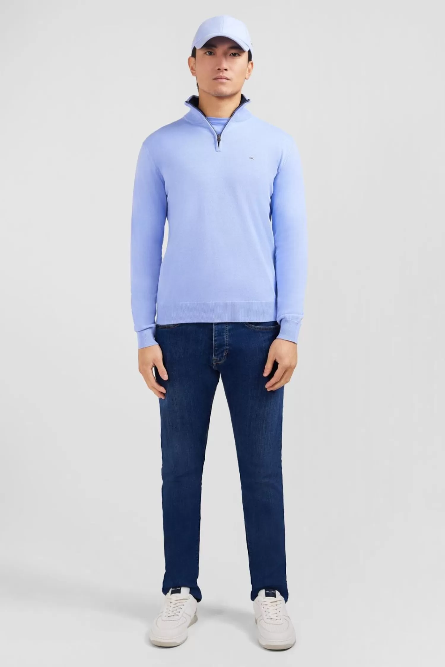 Eden Park Pull Bleu A Col Camionneur En Coton-Homme Pulls