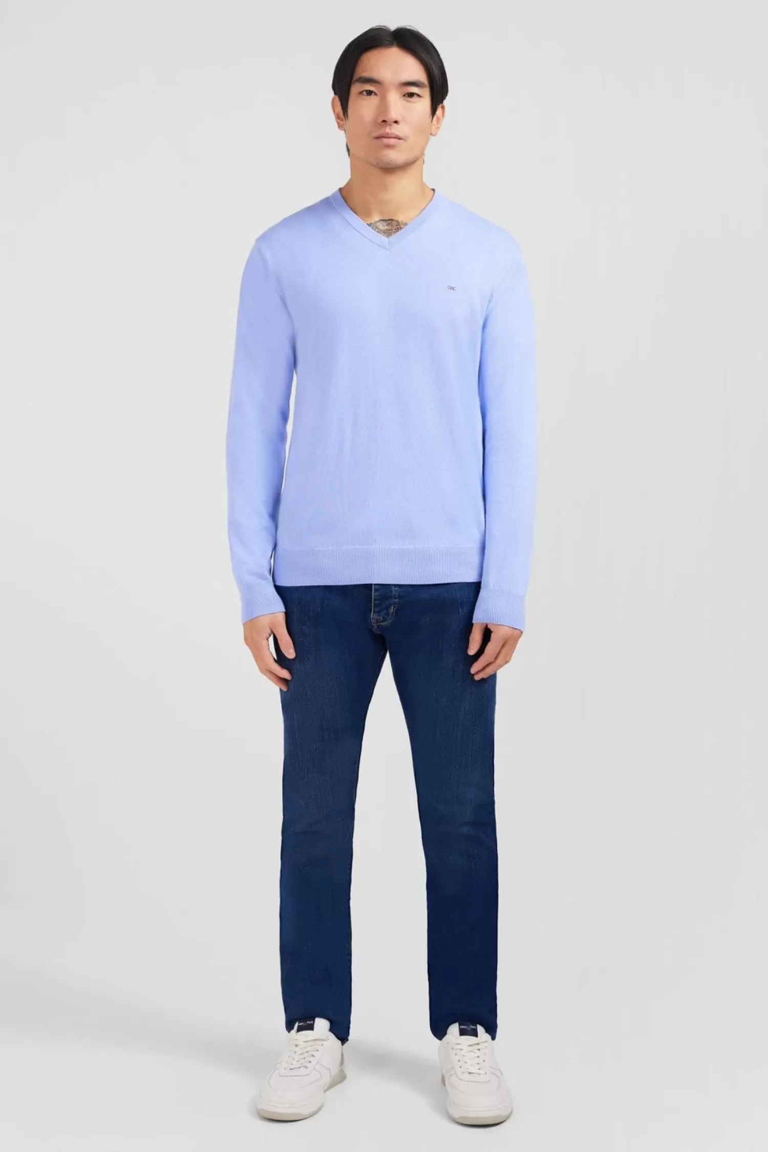 Eden Park Pull Bleu A Col V En Coton-Homme Pulls