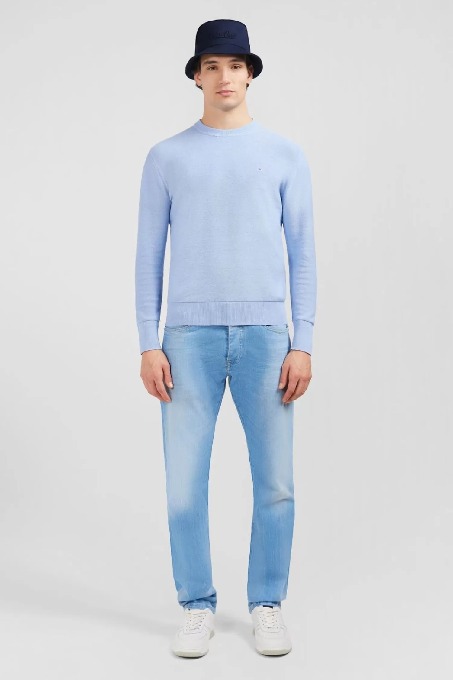 Eden Park Pull Bleu Clair En Lin Melange-Homme Pulls