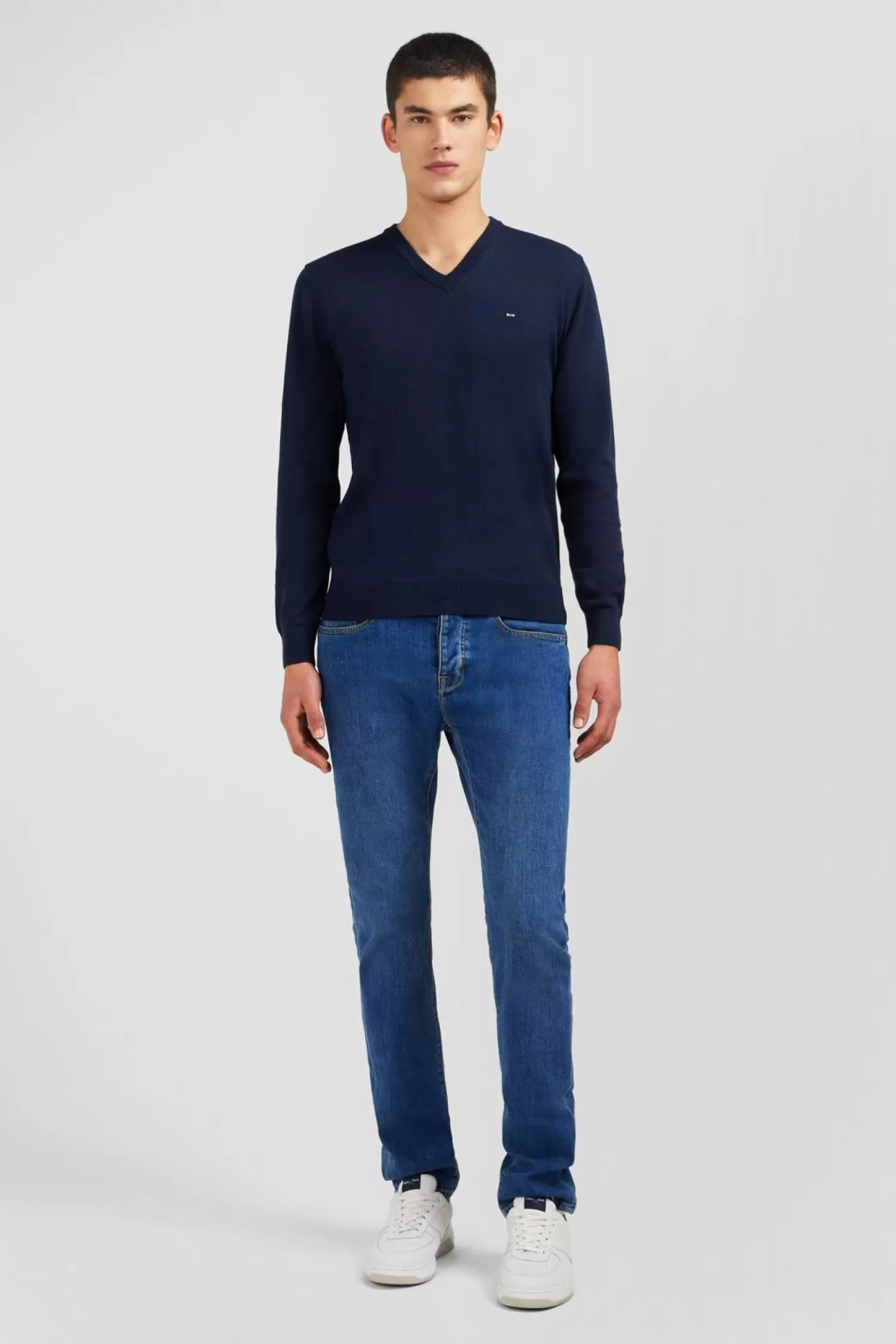 Eden Park Pull Bleu Marine A Col V En Coton-Homme Pulls