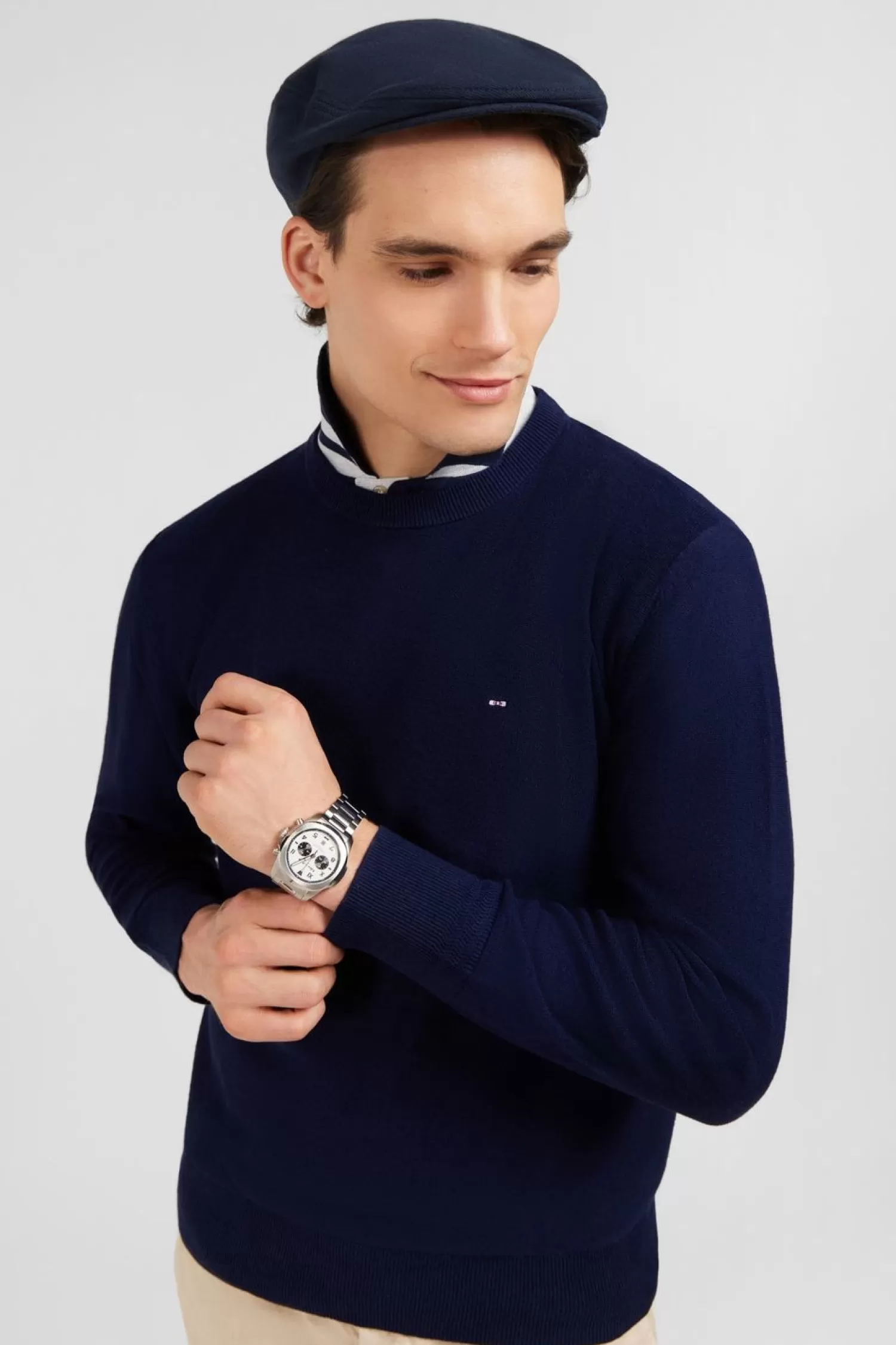 Eden Park Pull Bleu Marine En Lin Melange-Homme Pulls