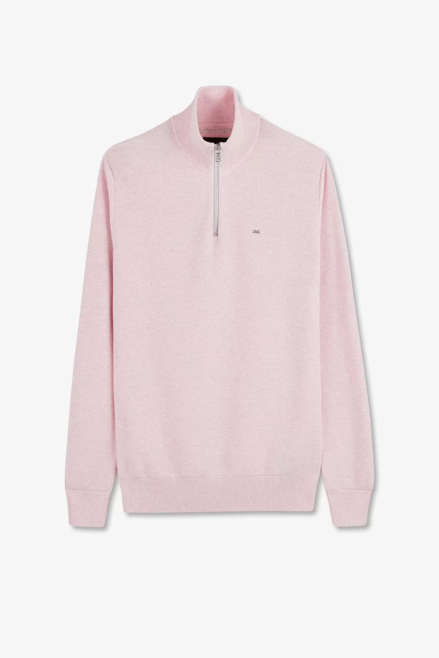 Eden Park Pull Col Camionneur Zippe En Coton Rose-Homme Pulls