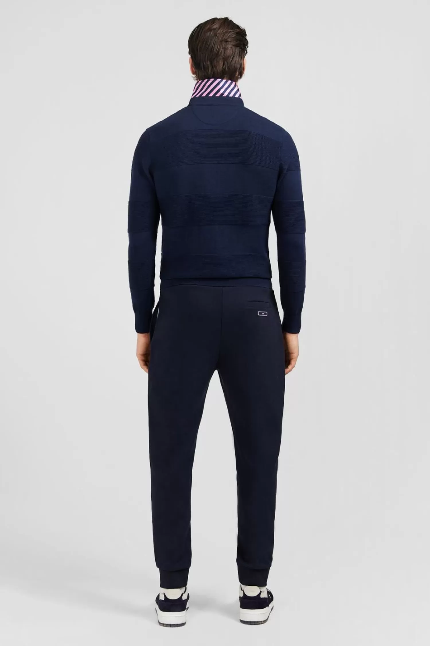 Eden Park Pull Col Maillot Marine A Jeux De Maille En Coton-Homme Maillots De Rugby