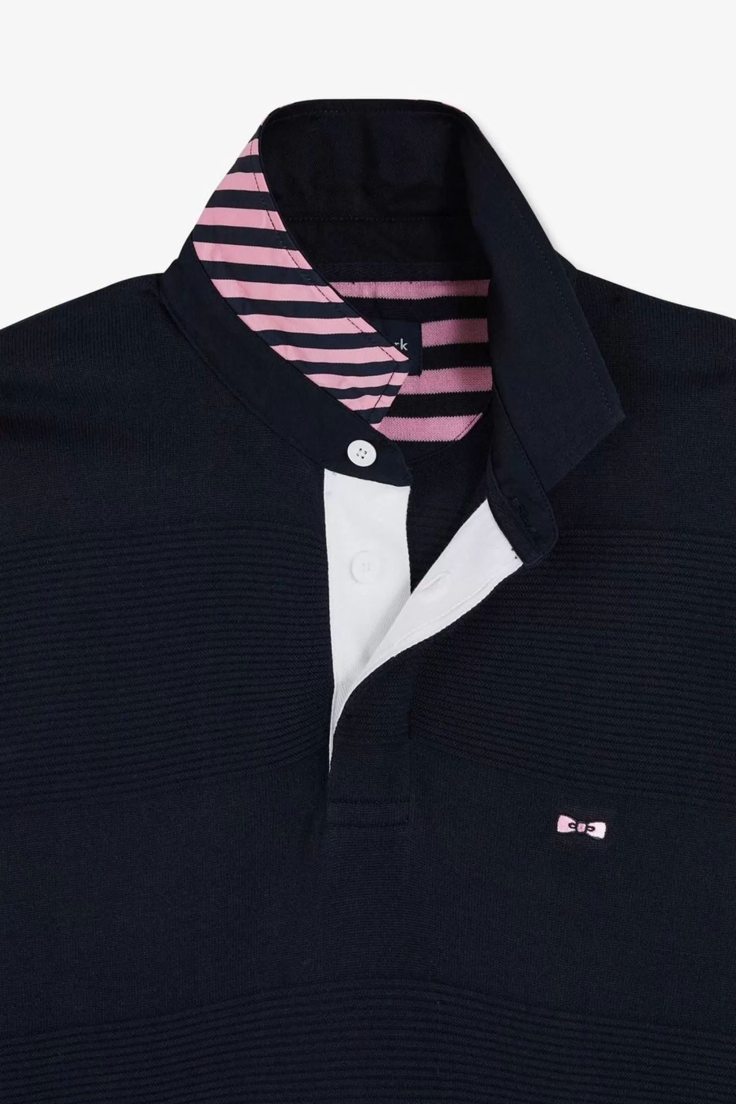 Eden Park Pull Col Maillot Marine A Jeux De Maille En Coton-Homme Maillots De Rugby