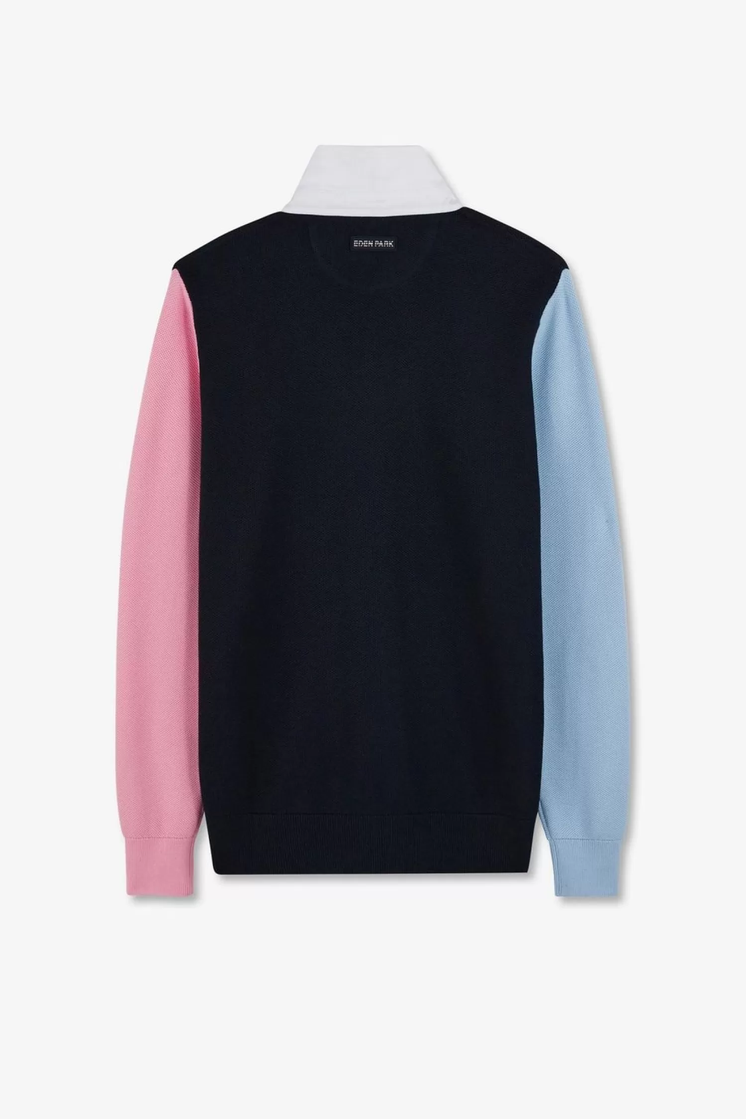 Eden Park Pull Colorblock Marine A Col Maillot En Coton-Homme Maillots De Rugby