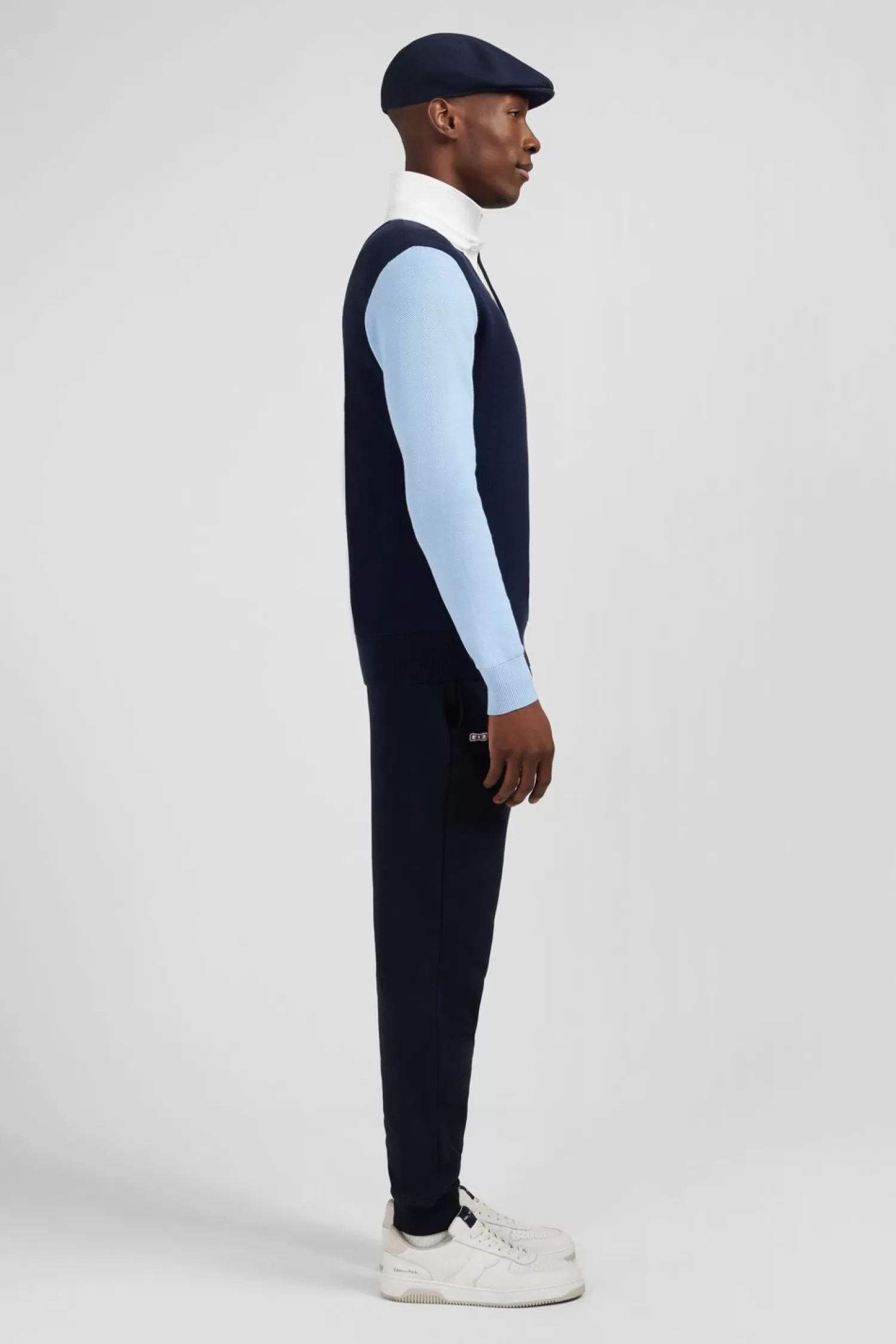 Eden Park Pull Colorblock Marine A Col Maillot En Coton-Homme Maillots De Rugby