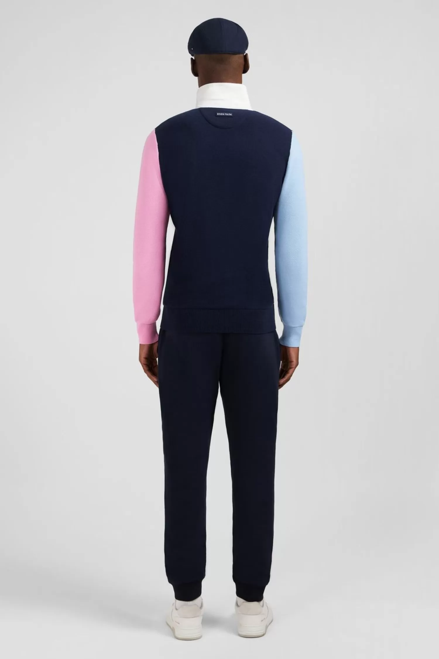 Eden Park Pull Colorblock Marine A Col Maillot En Coton-Homme Maillots De Rugby