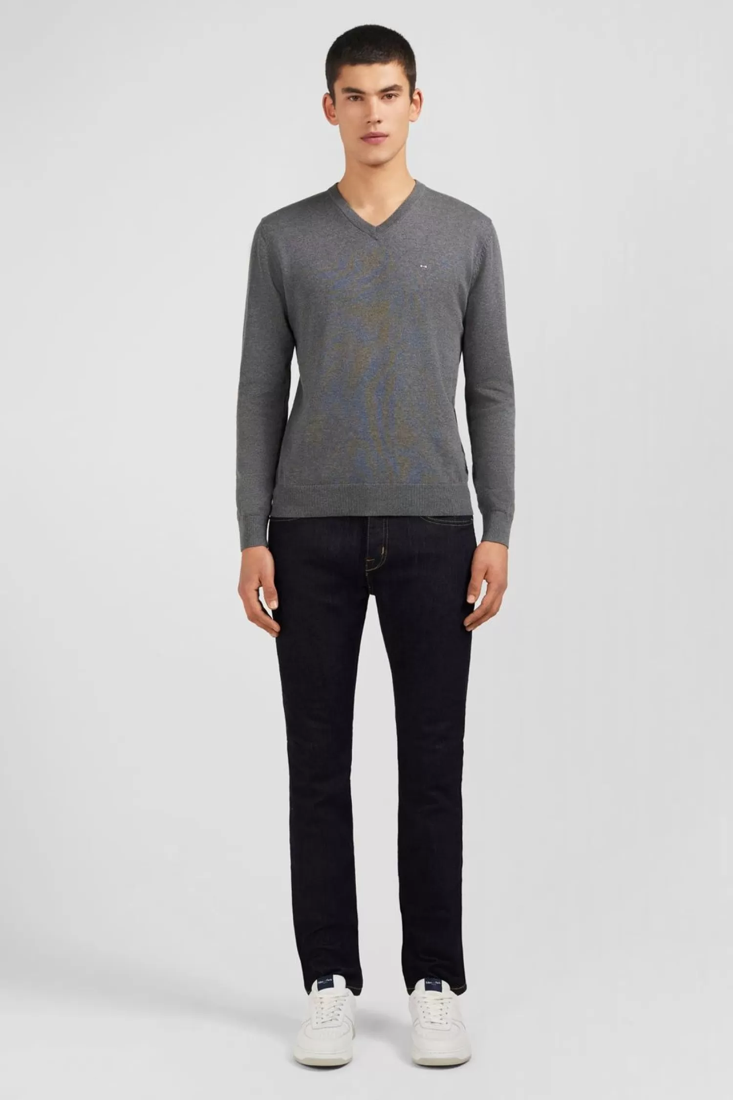 Eden Park Pull Gris A Col V En Coton-Homme Pulls