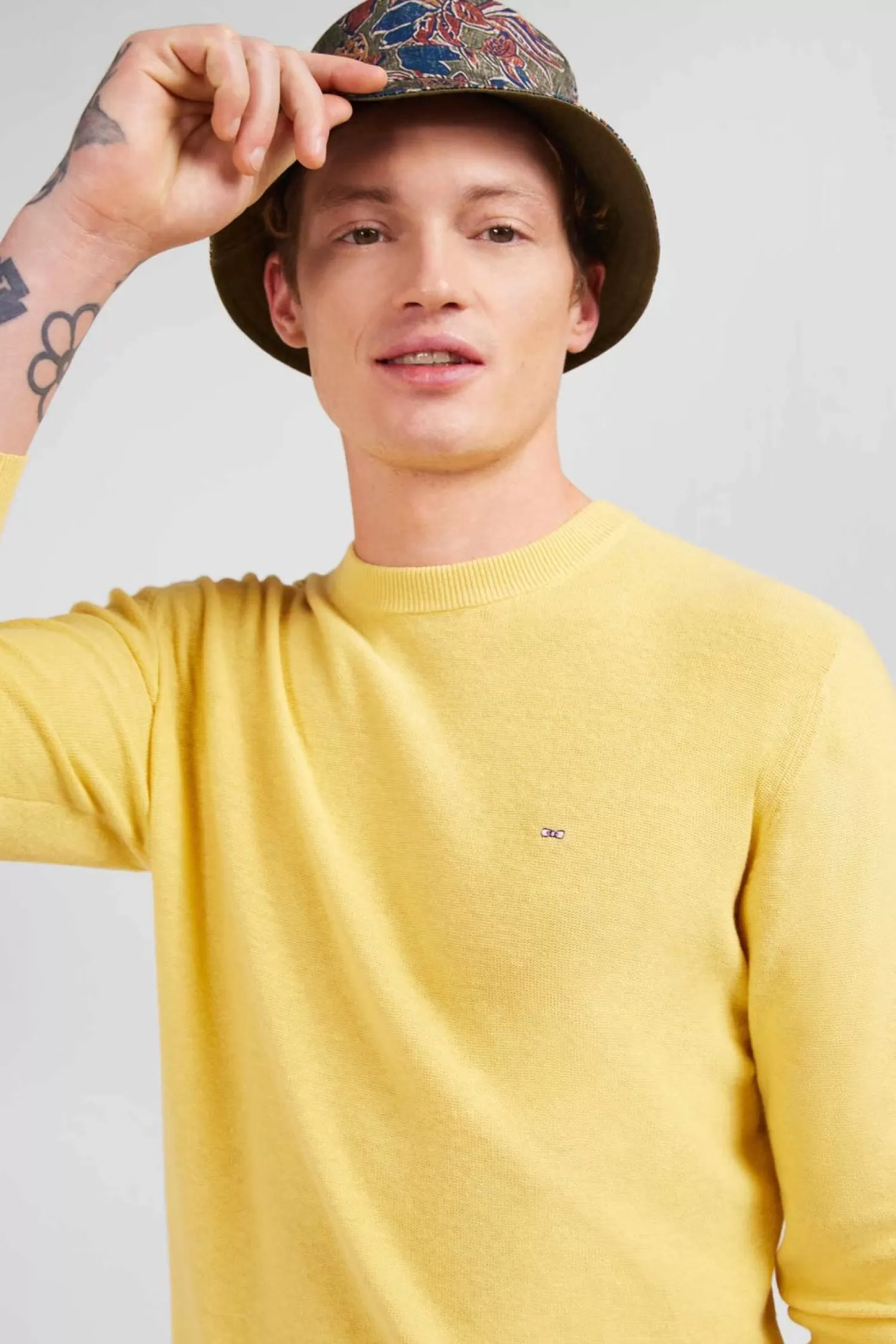 Eden Park Pull Jaune En Lin Melange-Homme Pulls