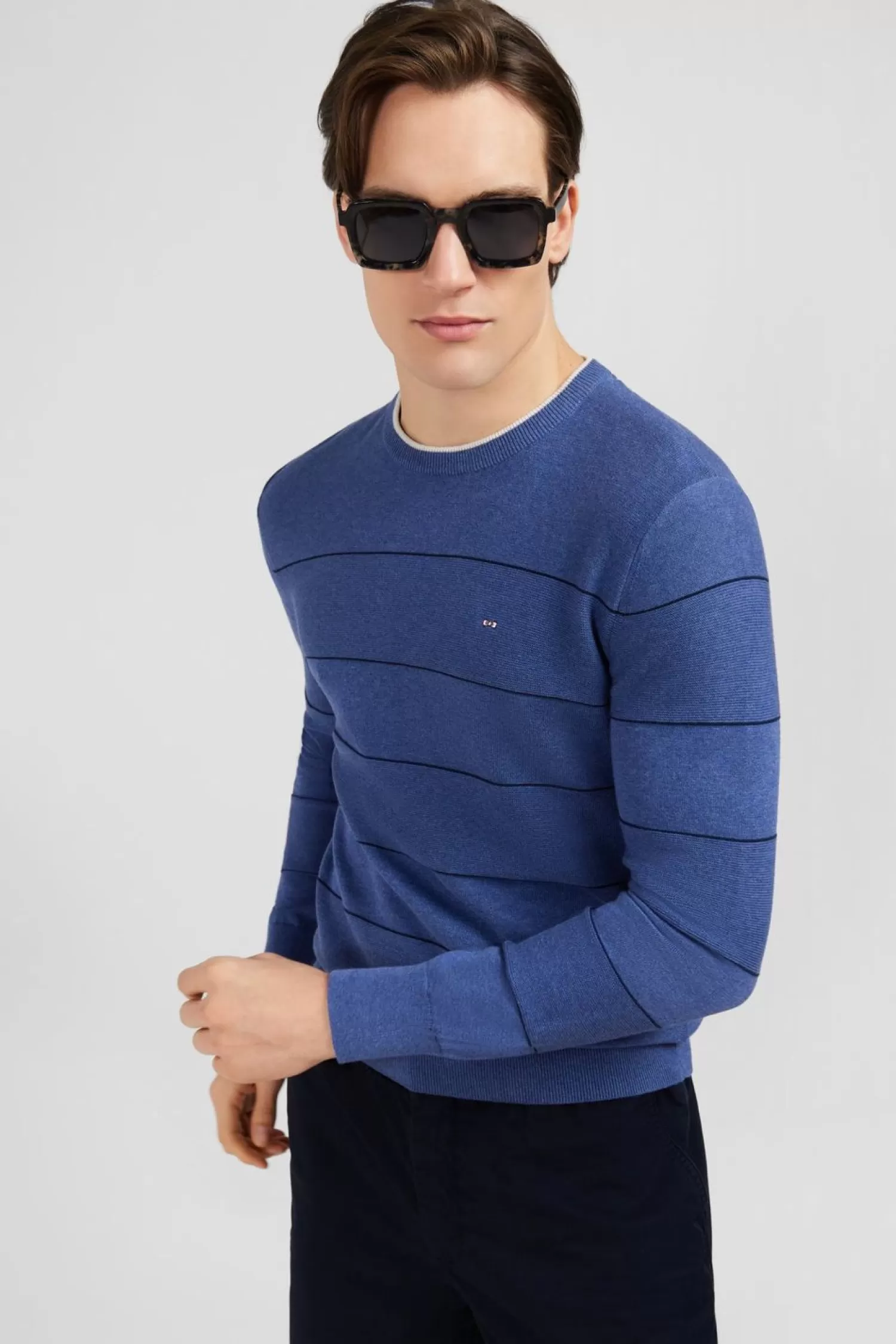 Eden Park Pull Jeu De Maille Raye Bleu-Homme Pulls