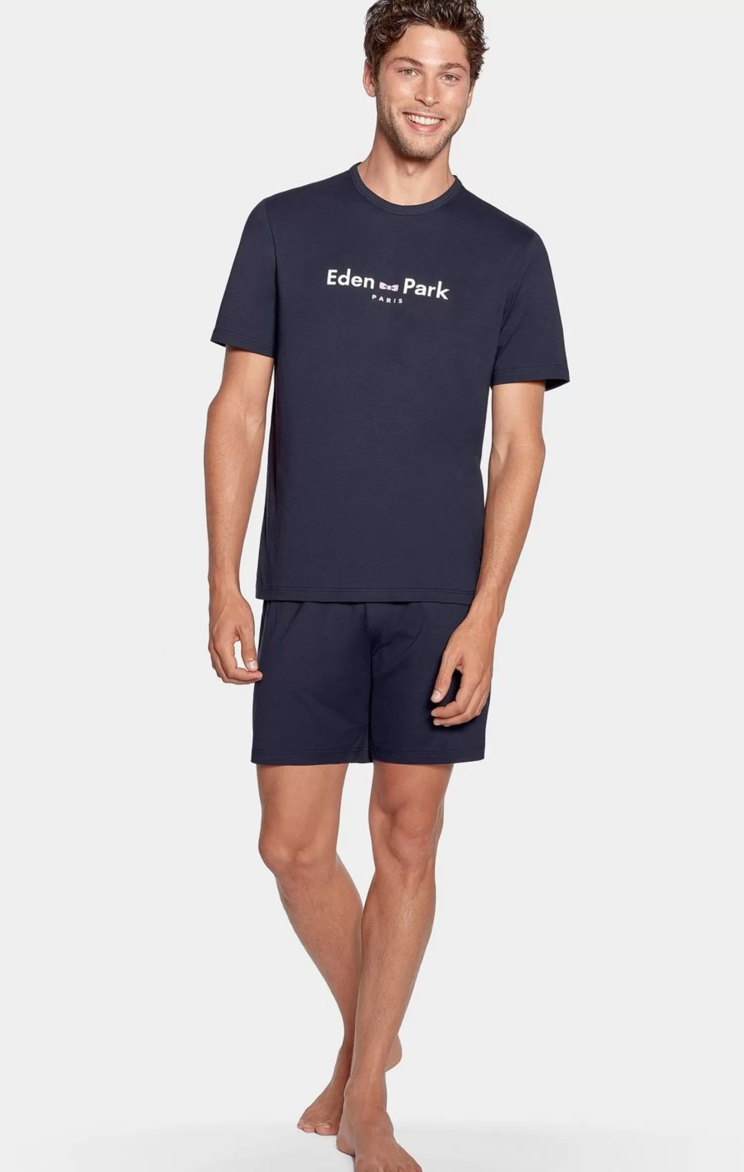 Eden Park Pyjama Court Marine Logo -Homme Pyjamas