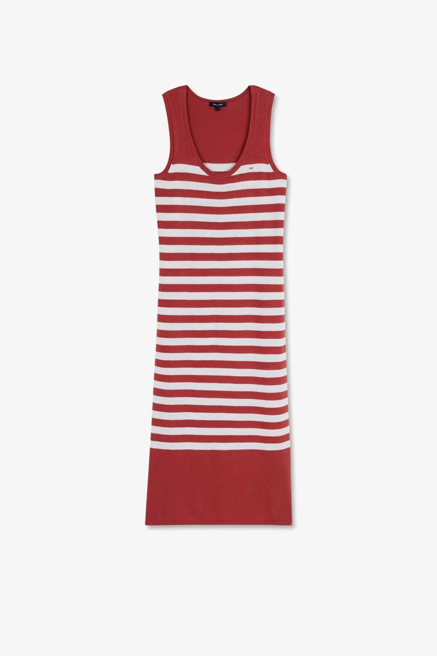 Eden Park Robe Debardeur Mariniere Rouge Et Blanche En Lin Et Coton-Femme Robes