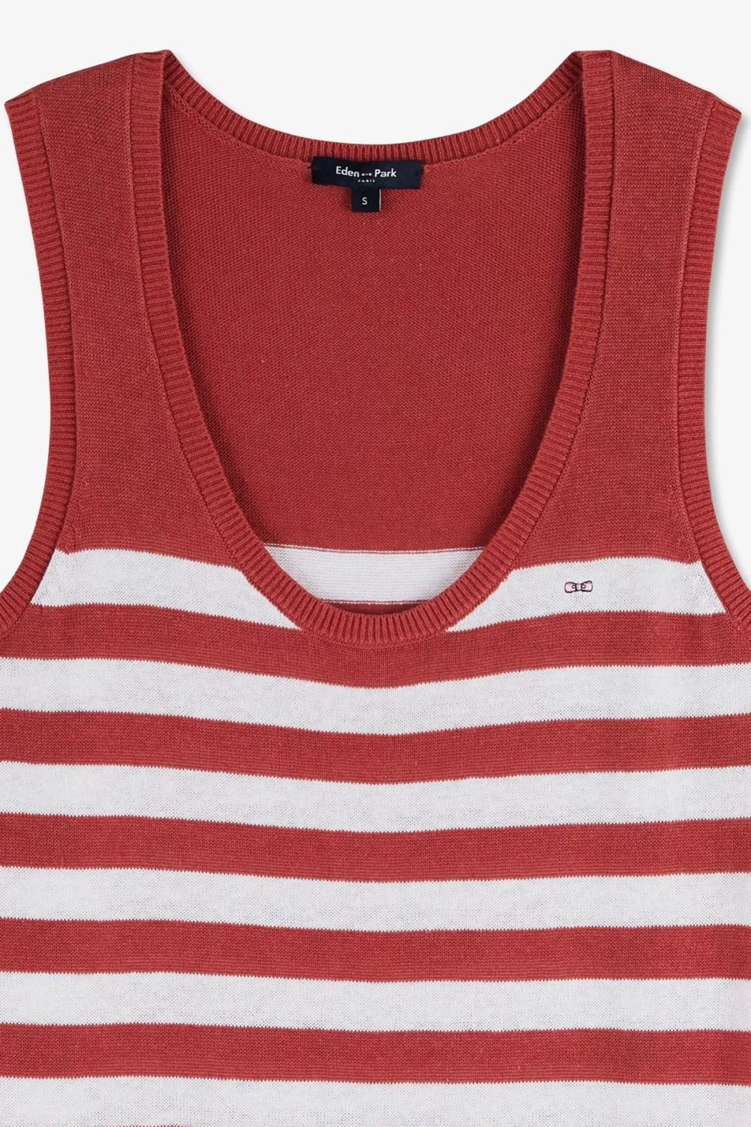 Eden Park Robe Debardeur Mariniere Rouge Et Blanche En Lin Et Coton-Femme Robes