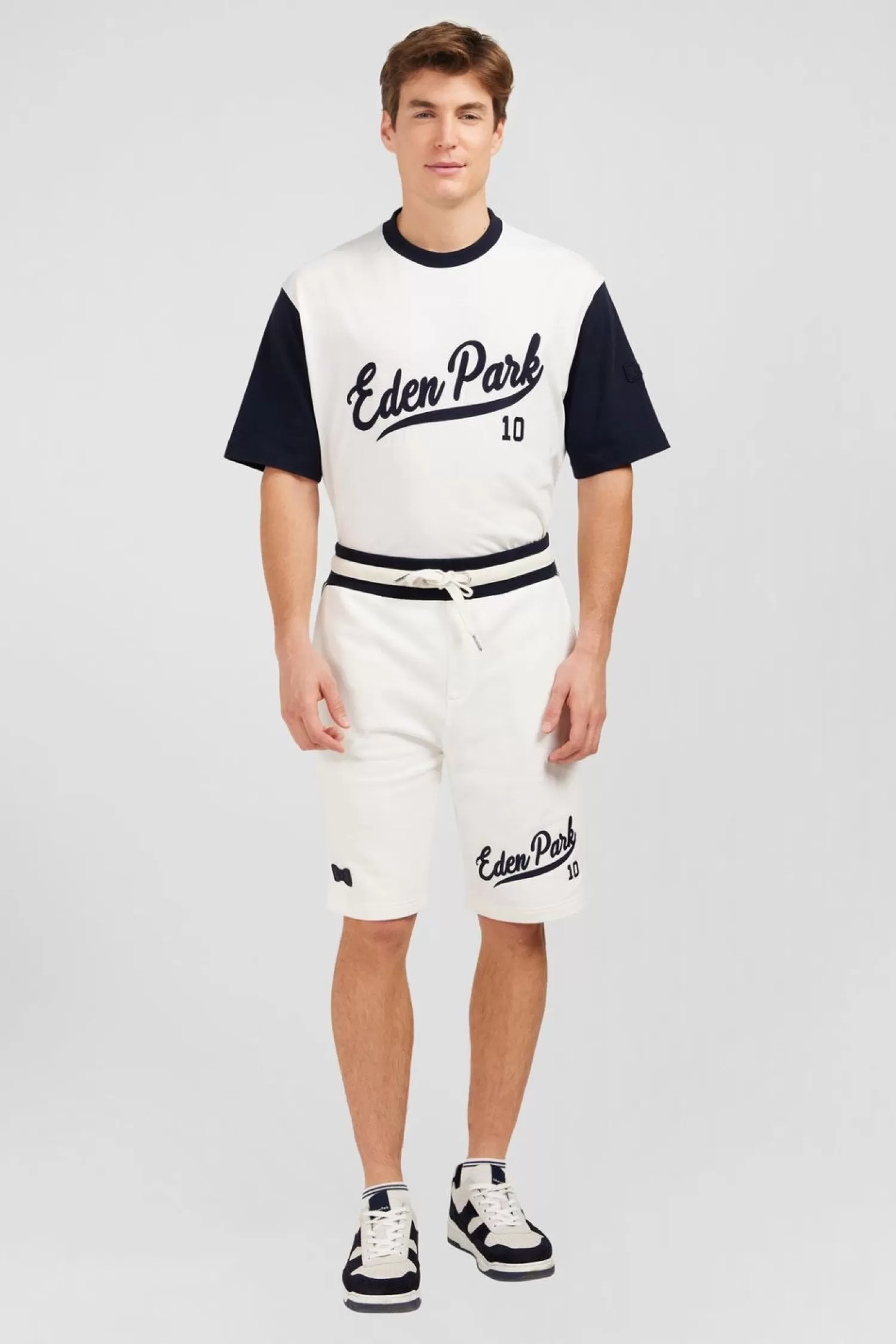 Eden Park Short Blanc A Details Brodes-Homme Shorts Et Bermudas