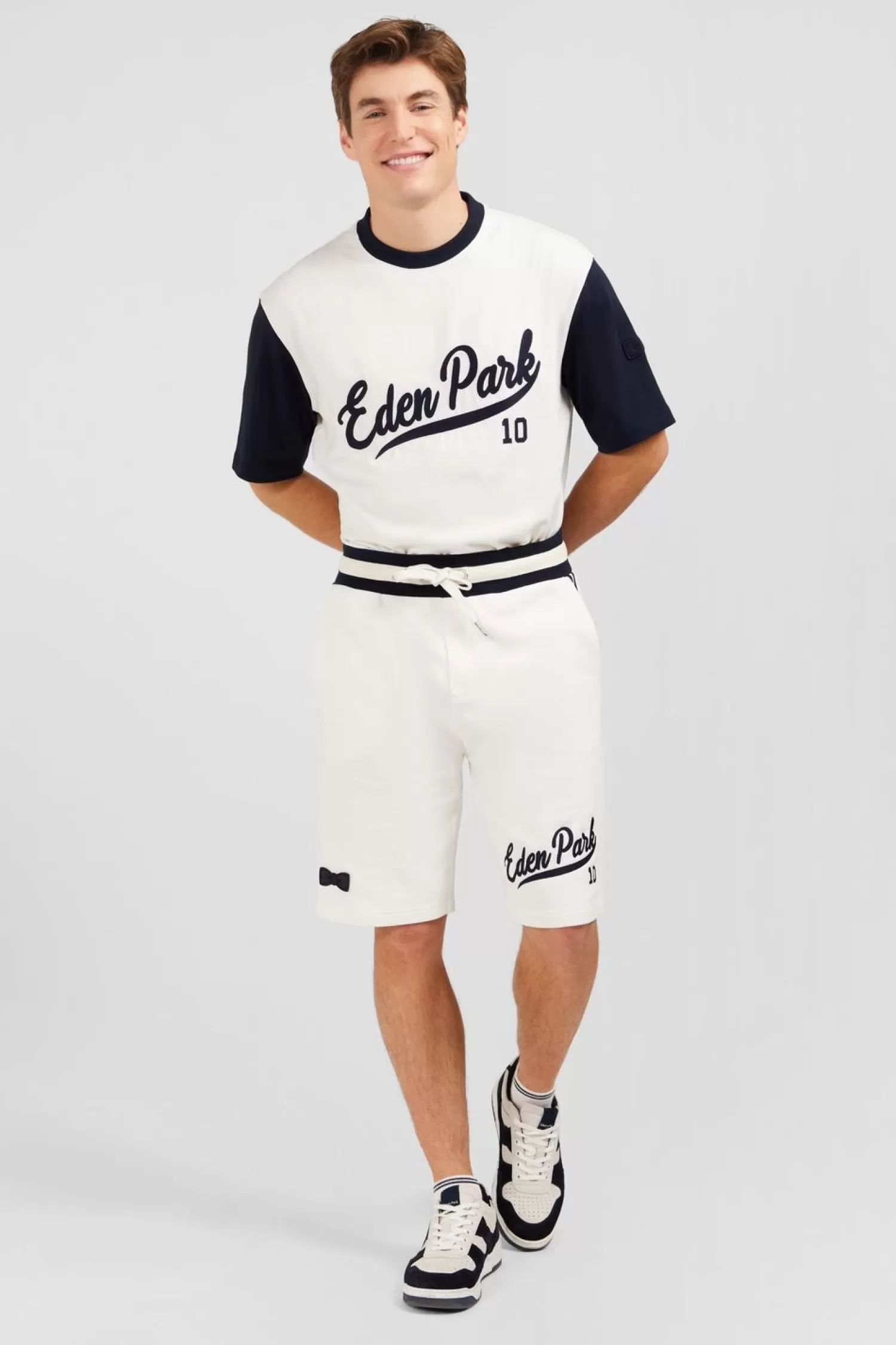 Eden Park Short Blanc A Details Brodes-Homme Shorts Et Bermudas