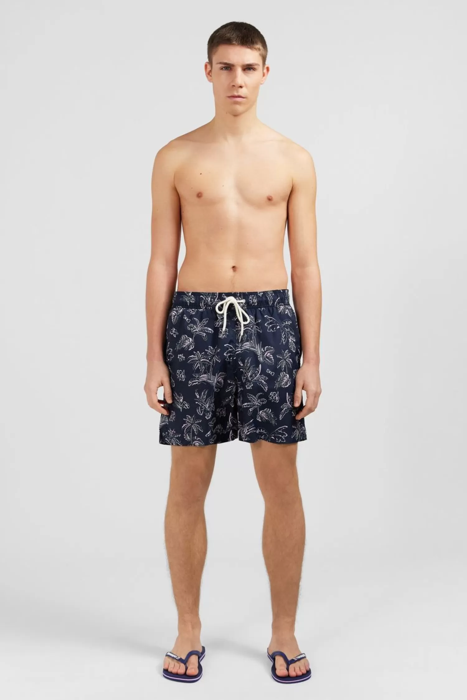 Eden Park Short De Bain Bleu Marine Imprime Exclusif Feuilles-Homme Maillots De Bain