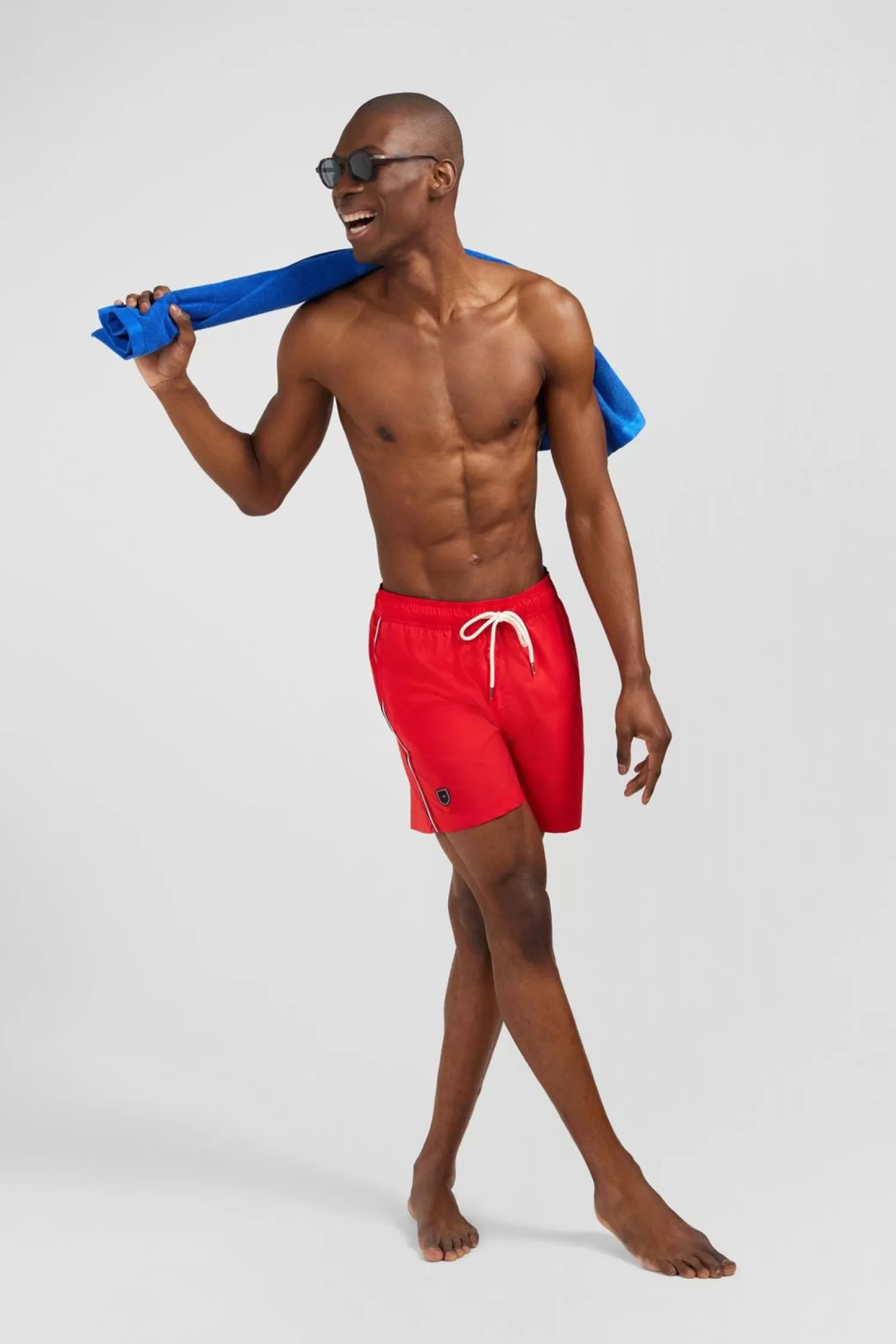 Eden Park Short De Bain Uni Detail Bandes Tricolores-Homme Maillots De Bain
